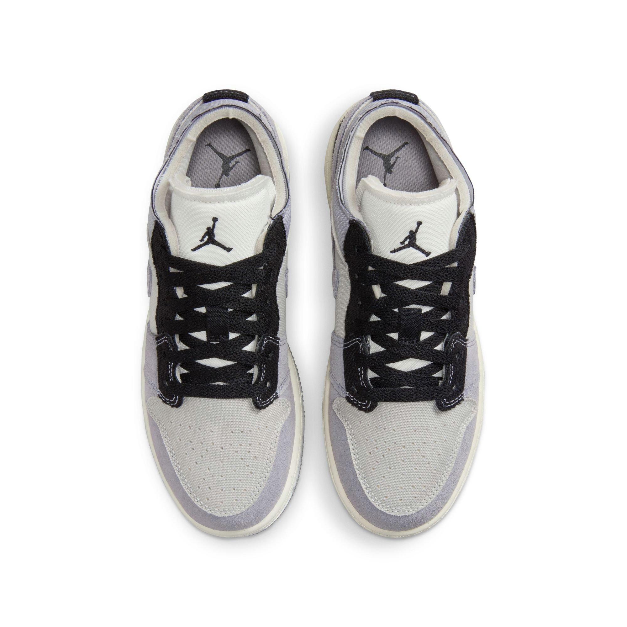 Jordan 1 Low SE "Tech Grey/Black/Cement Grey/Sail" Grade School Boys' Shoe - GREY/BLACK/WHITE Thumbnail View 7
