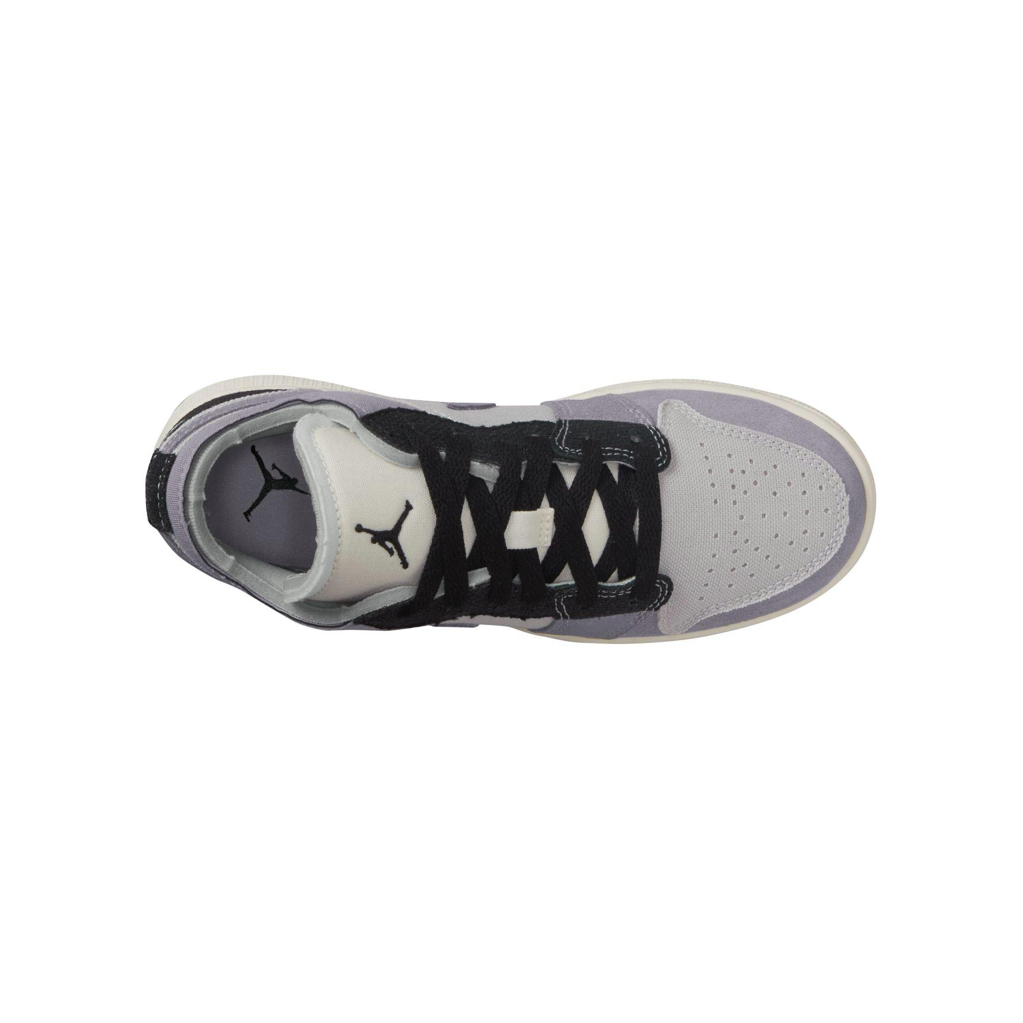 Jordan 1 Low SE "Tech Grey/Black/Cement Grey/Sail" Grade School Boys' Shoe - GREY/BLACK/WHITE Thumbnail View 8