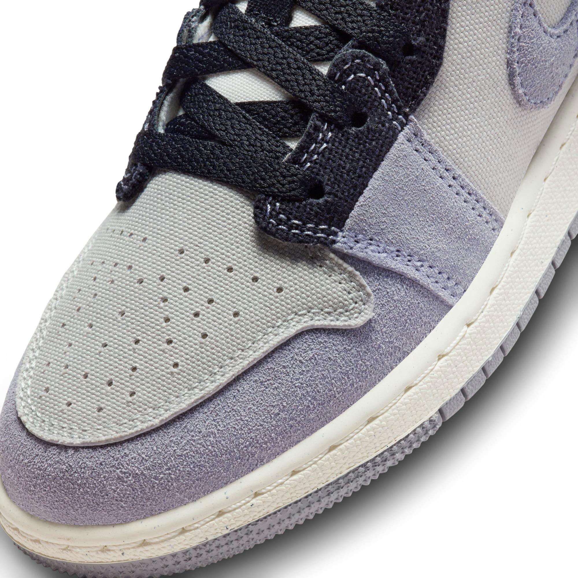 Jordan 1 Low SE "Tech Grey/Black/Cement Grey/Sail" Grade School Boys' Shoe - GREY/BLACK/WHITE Thumbnail View 10