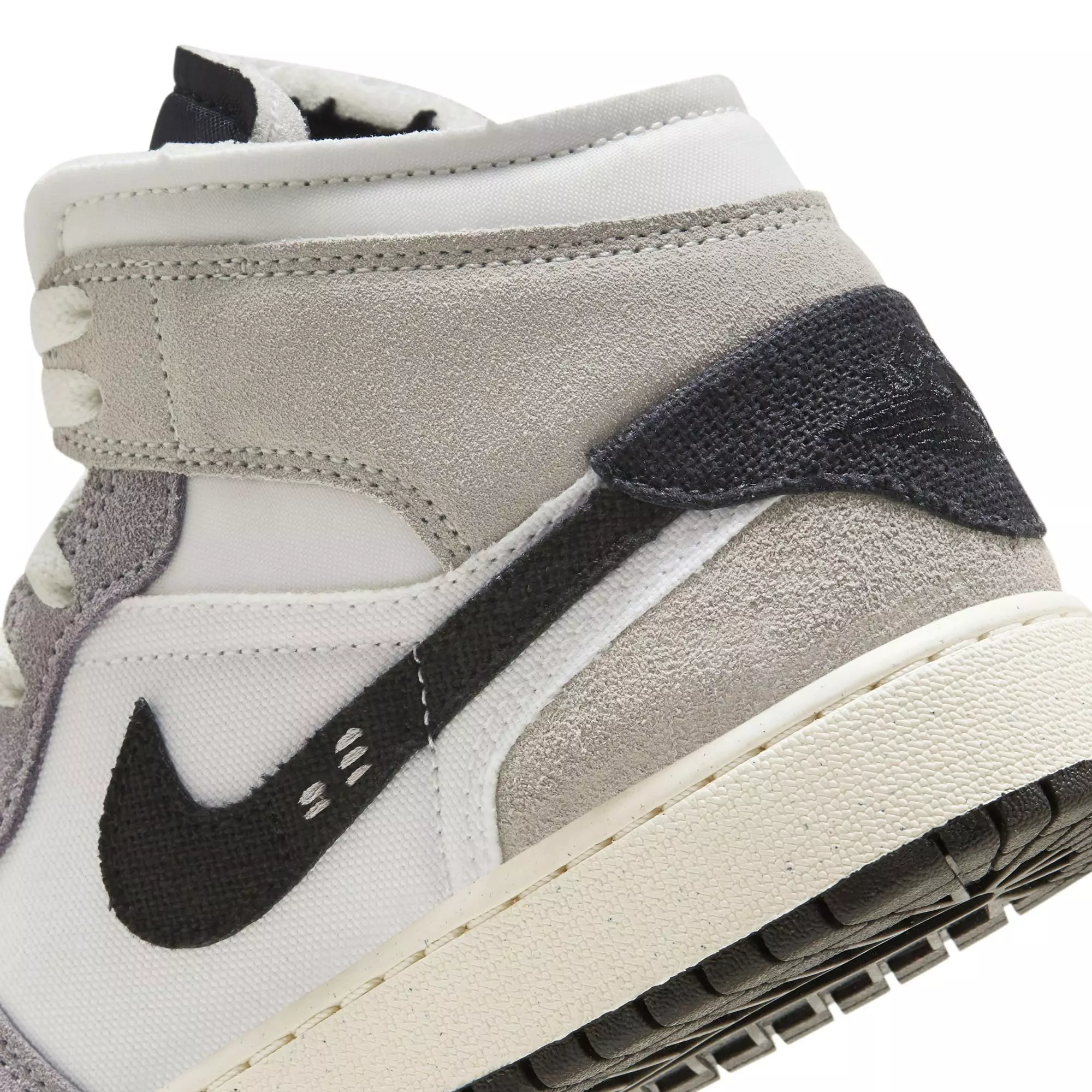 Jordan 1 Mid SE "Cement Grey/Black/White/Tech Grey" Grade School Boys' Shoe - GREY/BLACK/WHITE