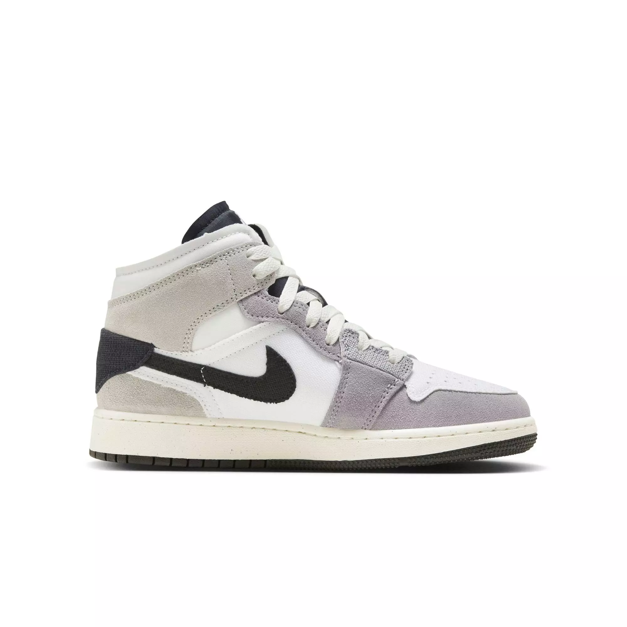 Jordan 1 Mid SE "Cement Grey/Black/White/Tech Grey" Grade School Boys' Shoe - GREY/BLACK/WHITE