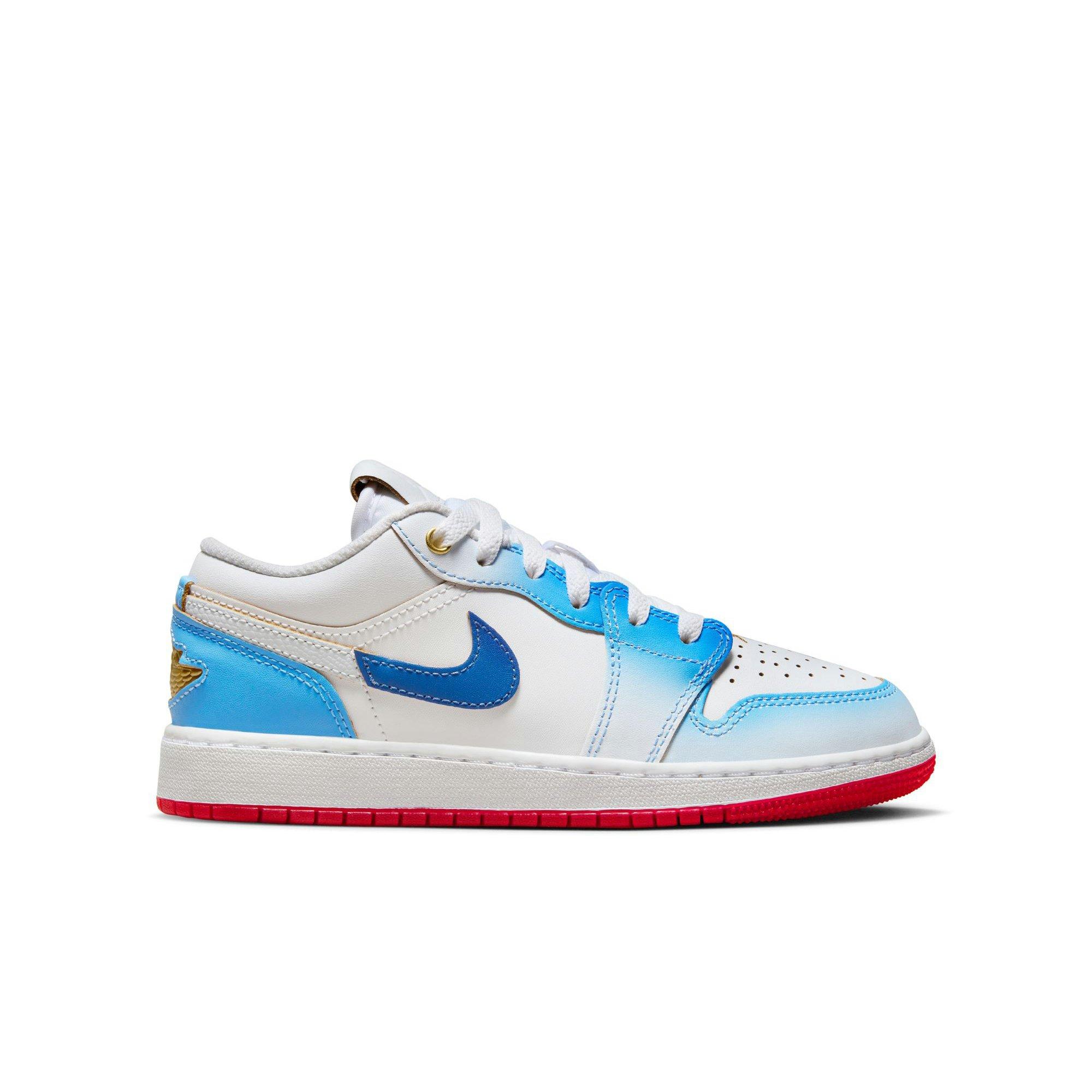 Jordan 1 Low SE White/Game Royal/University Blue Grade School Boys' Shoe