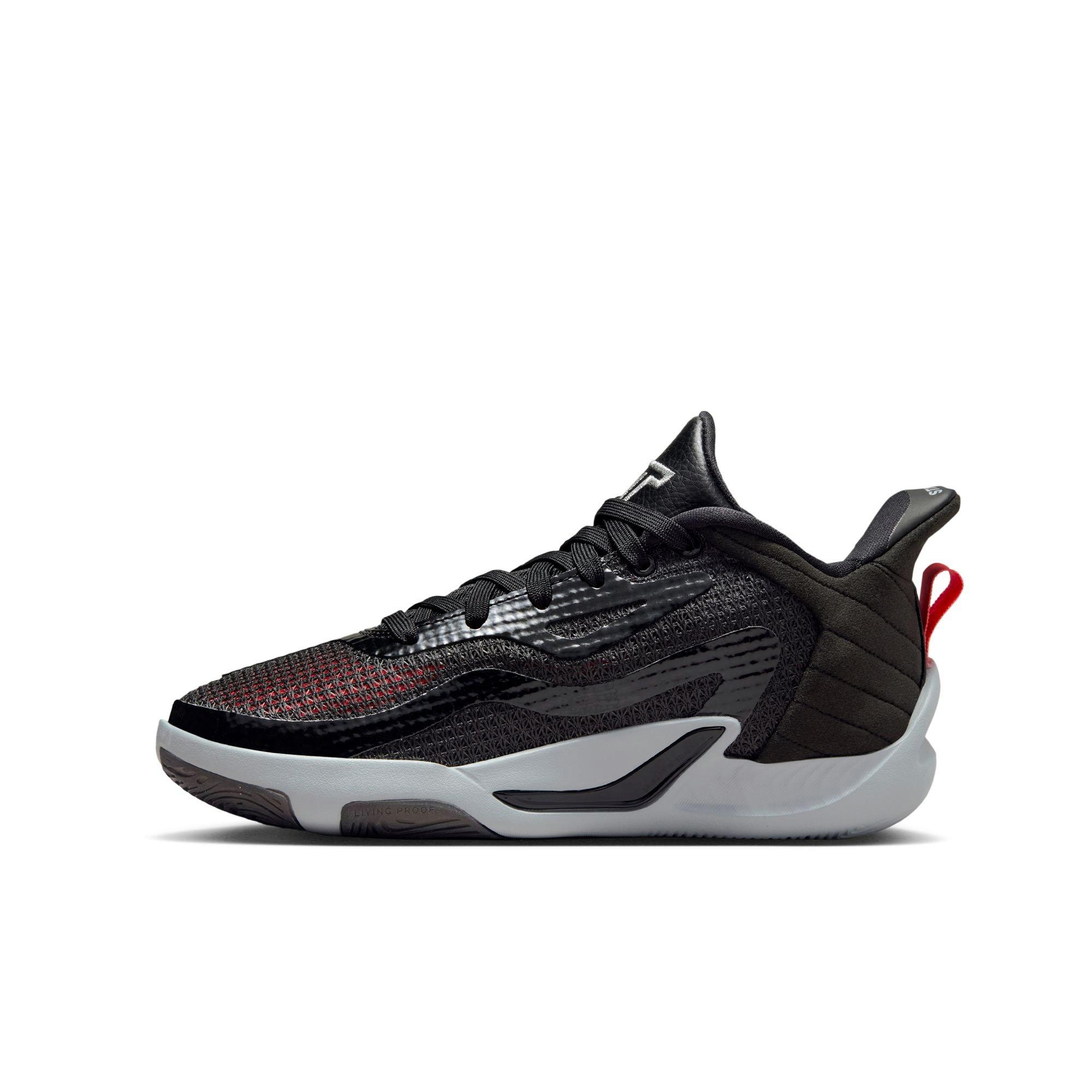 Jordan Tatum 1 "Black/Metallic Silver/Wolf Grey" Grade School Boys' Basketball Shoe - BLACK/RED Thumbnail View 3