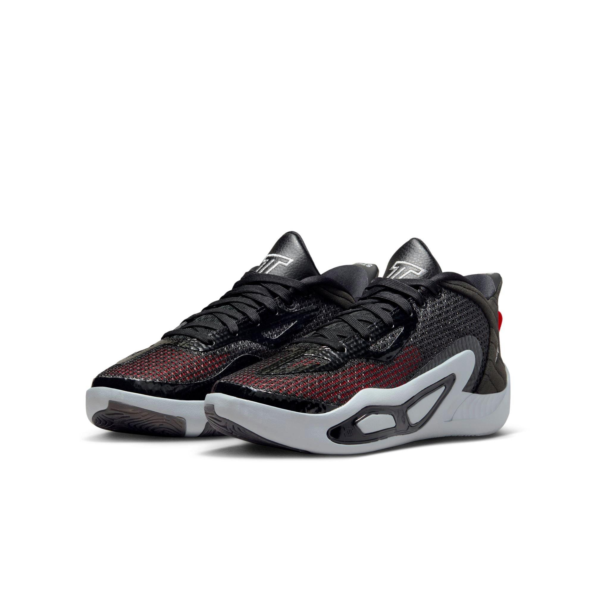 Jordan Tatum 1 "Black/Metallic Silver/Wolf Grey" Grade School Boys' Basketball Shoe - BLACK/RED Thumbnail View 6