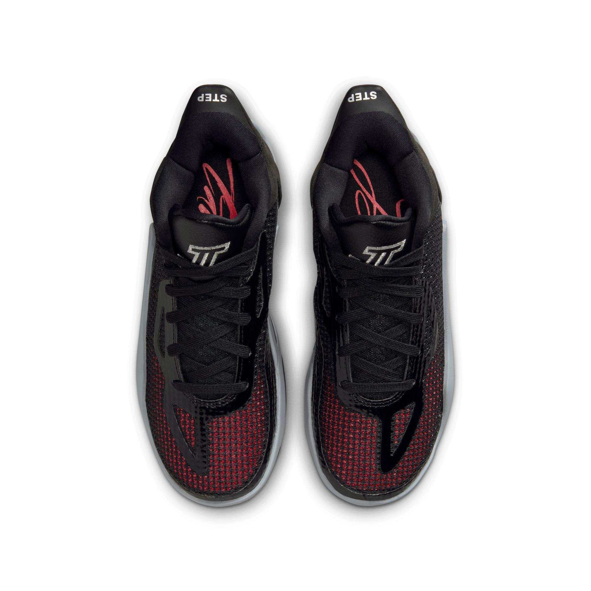 Jordan Tatum 1 "Black/Metallic Silver/Wolf Grey" Grade School Boys' Basketball Shoe - BLACK/RED Thumbnail View 7