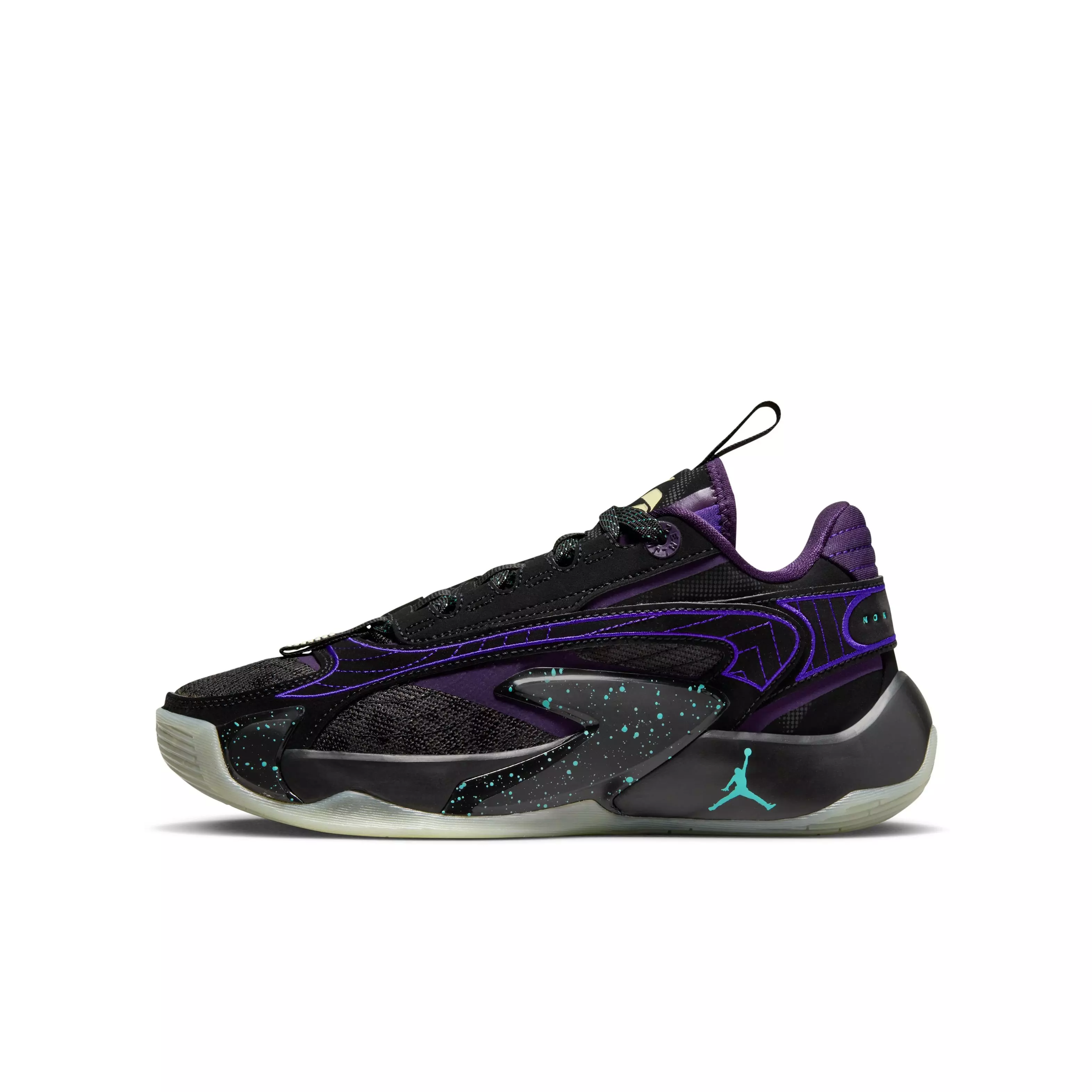 Jordan Luka 2 "Luk.AI" Grade School Kids' Basketball Shoe - BLACK/GLOW/GRAND PURPLE