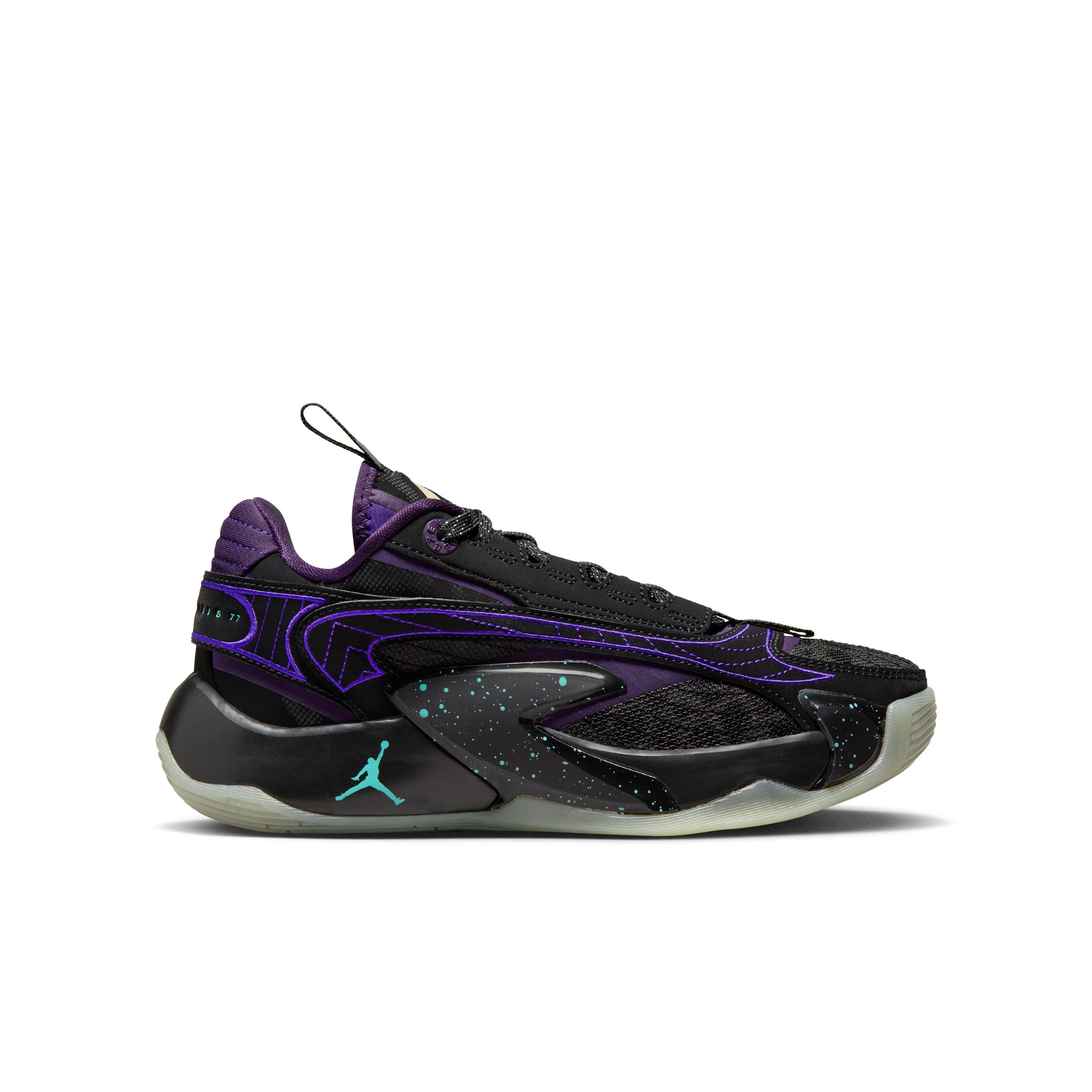 Jordan Luka 2 "Luk.AI" Grade School Kids' Basketball Shoe - BLACK/GLOW/GRAND PURPLE Thumbnail View 1