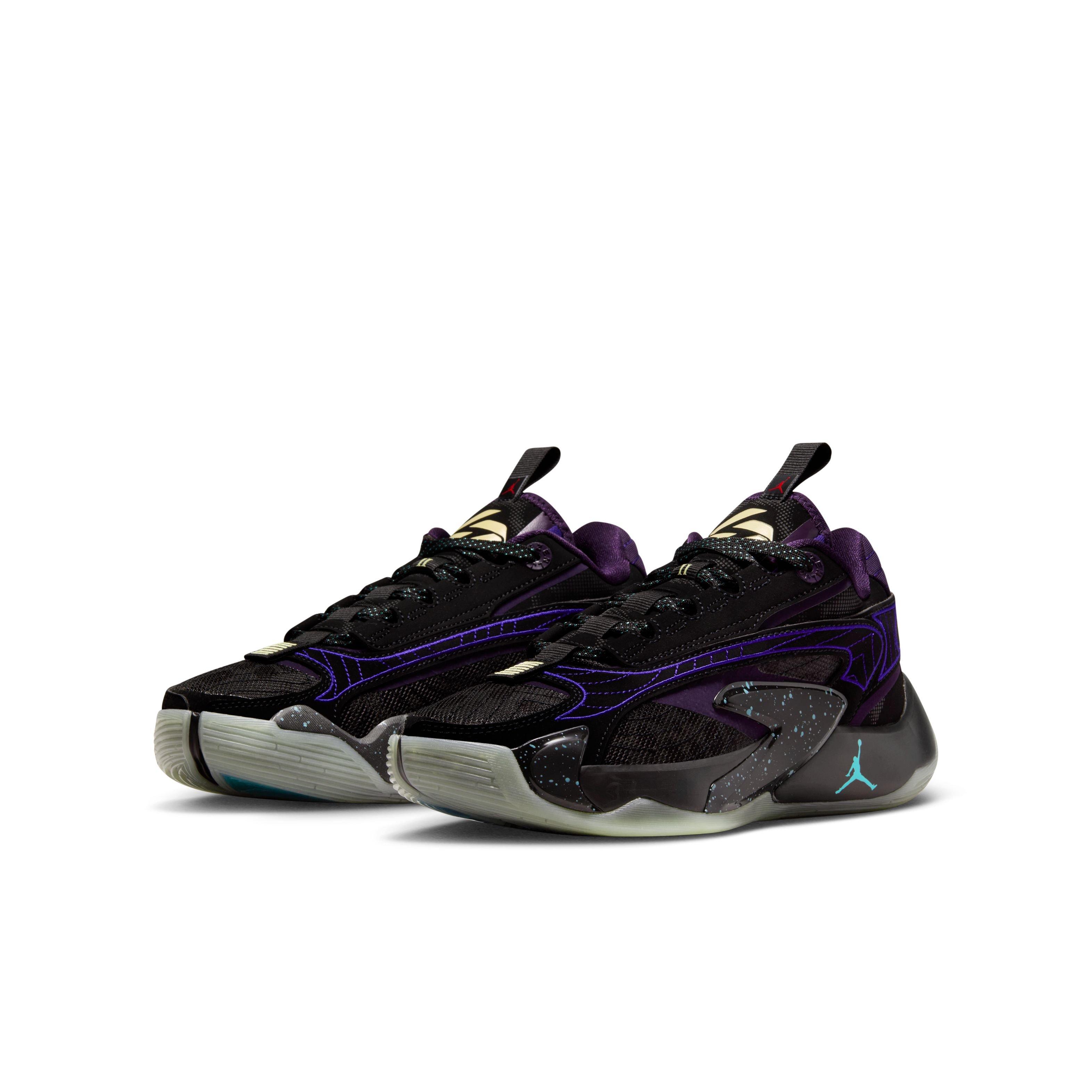 Jordan Luka 2 "Luk.AI" Grade School Kids' Basketball Shoe - BLACK/GLOW/GRAND PURPLE Thumbnail View 3