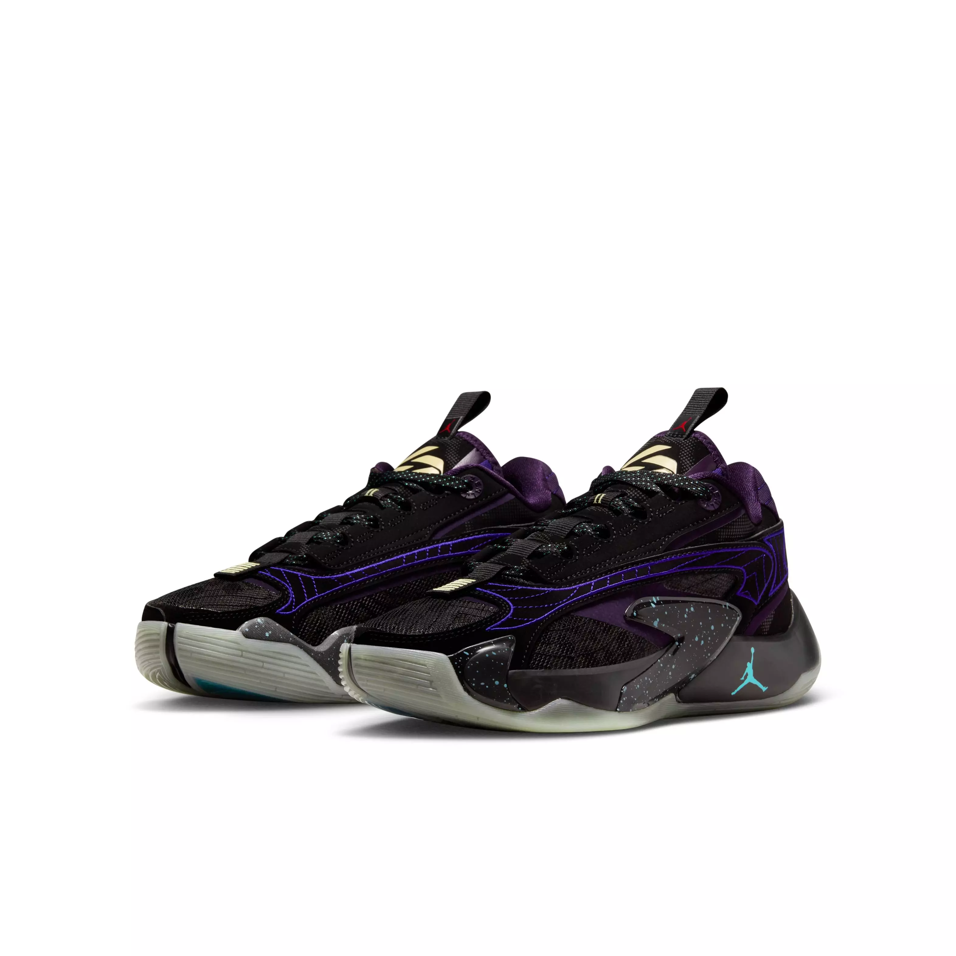 Jordan Luka 2 "Luk.AI" Grade School Kids' Basketball Shoe - BLACK/GLOW/GRAND PURPLE