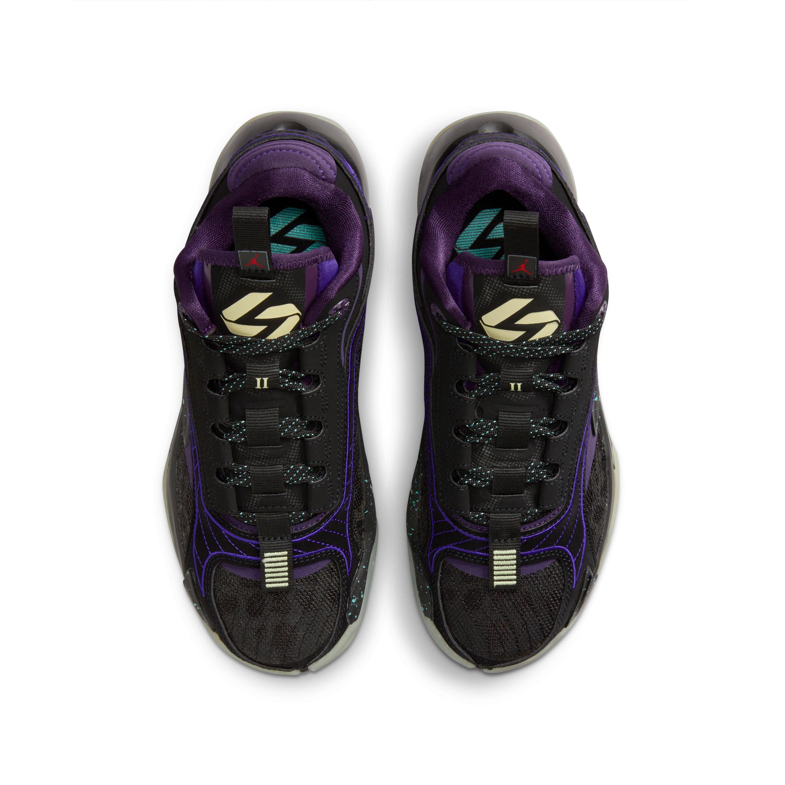 Jordan Luka 2 "Luk.AI" Grade School Kids' Basketball Shoe - BLACK/GLOW/GRAND PURPLE Thumbnail View 9