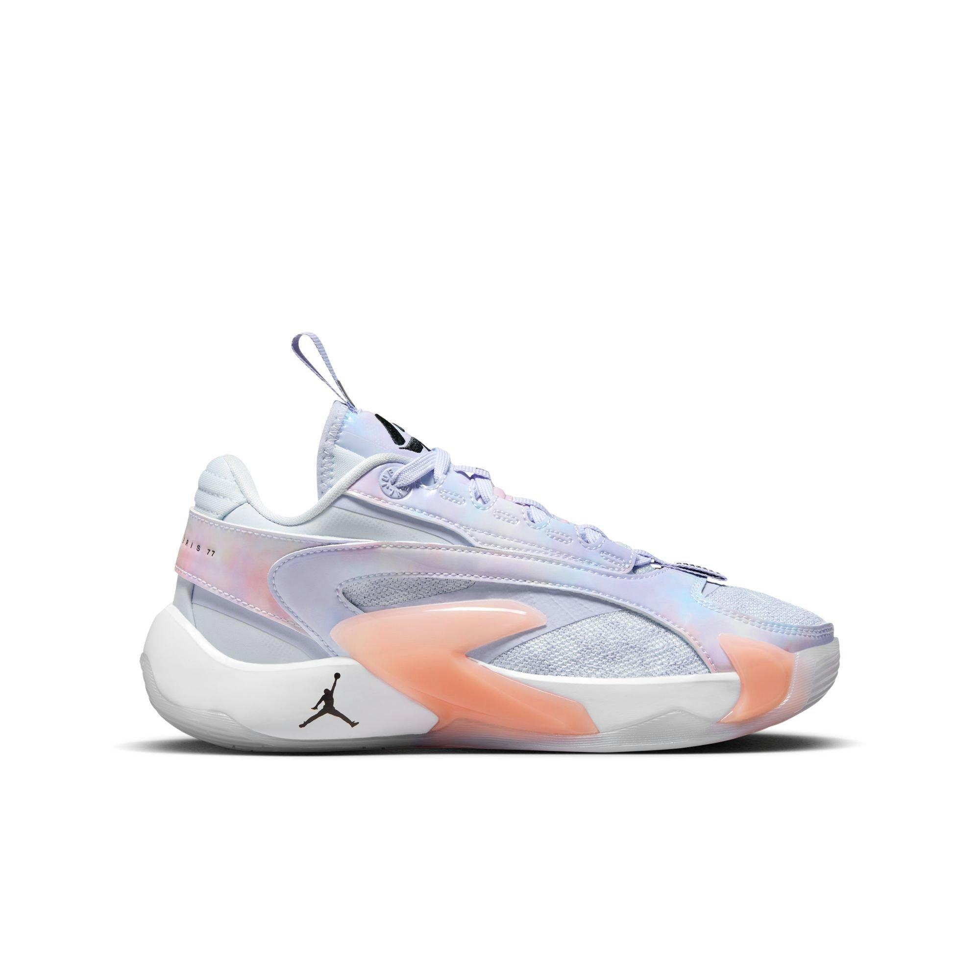 Jordan Luka 2 "Nebula" Grade School Kids' Basketball Shoe - FOOTBALL GREY/BLACK/OXYGEN PURPLE Thumbnail View 1