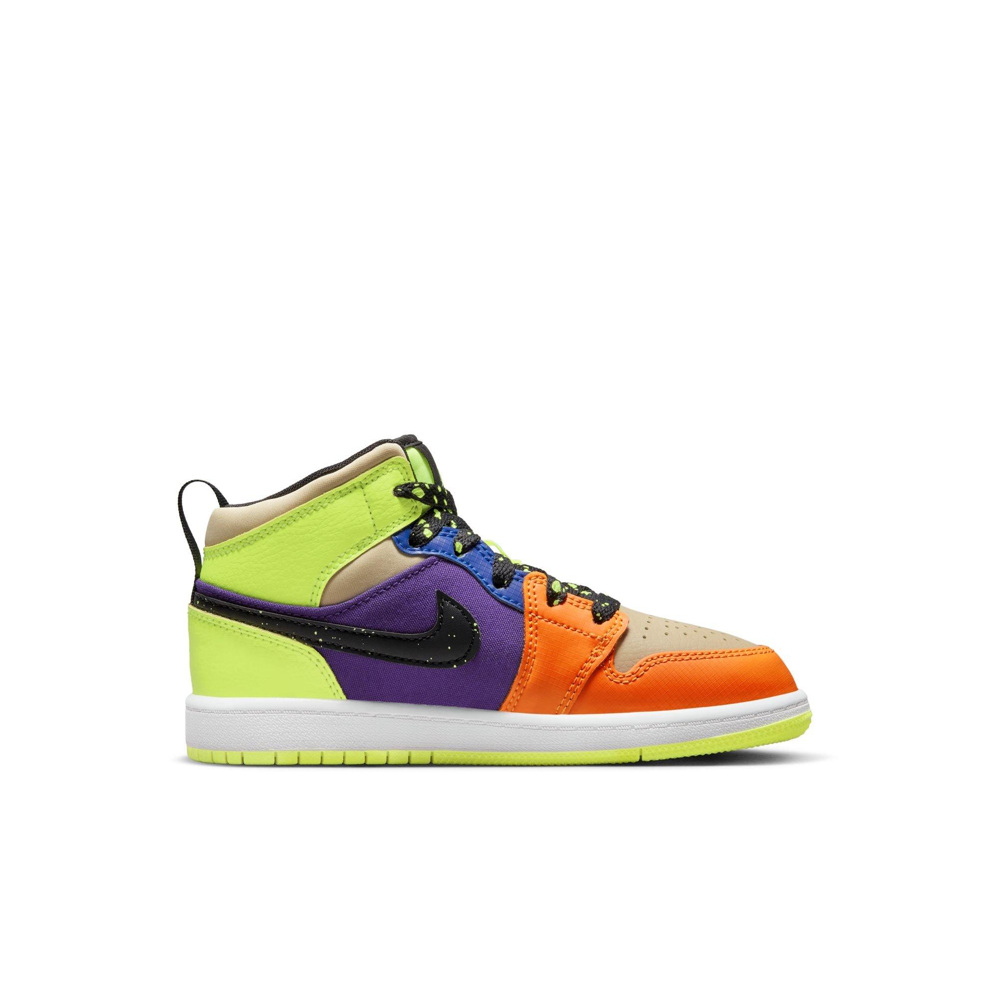 Historicus Concreet voor Jordan 1 Mid SE "Volt/Black/Vivid Orange" Preschool Kids' Shoe