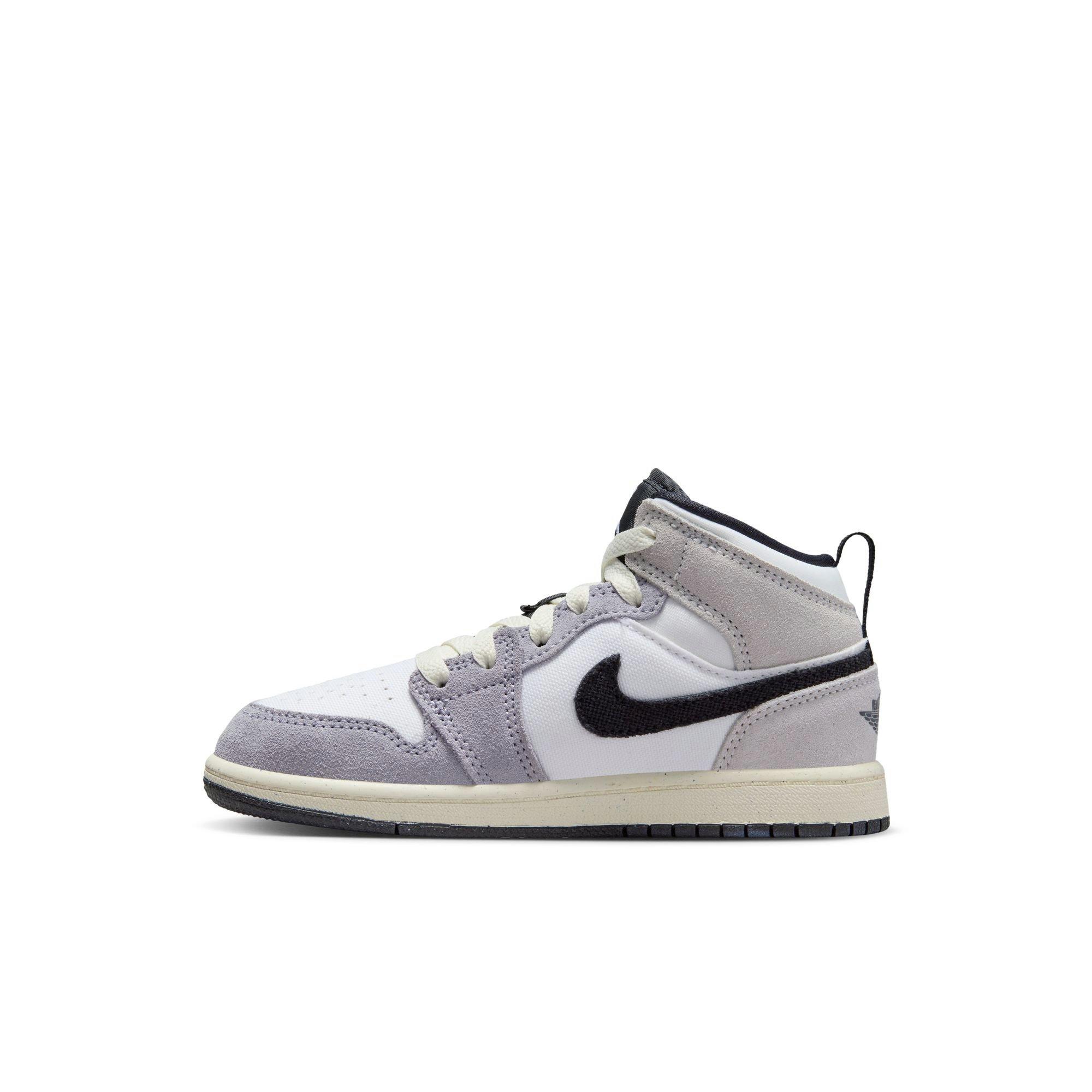 Jordan 1 Mid SE "Cement Grey/Black/White/Tech Grey" Preschool Boys' Shoe - GREY/BLACK/WHITE Thumbnail View 4