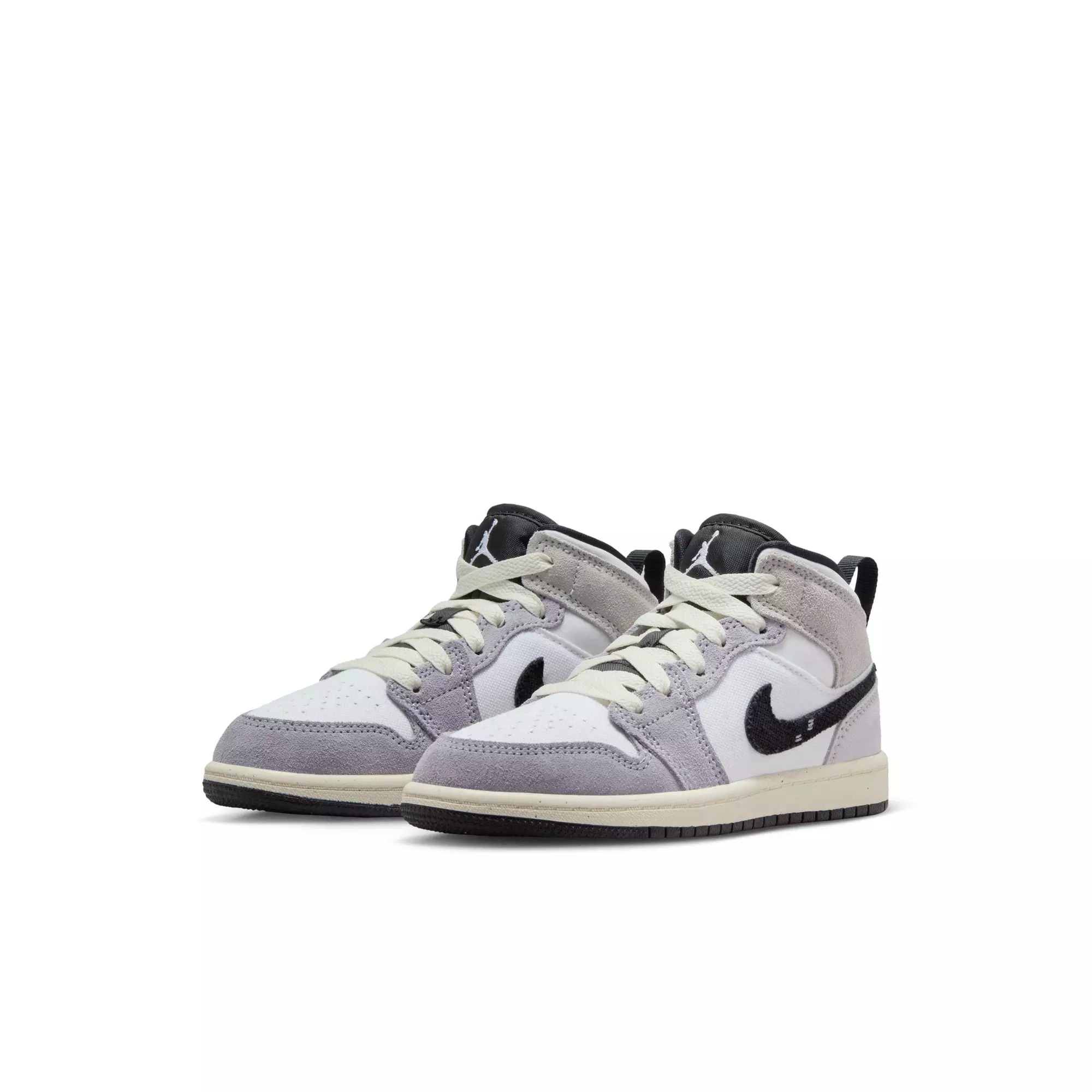 Jordan 1 Mid SE "Cement Grey/Black/White/Tech Grey" Preschool Boys' Shoe - GREY/BLACK/WHITE
