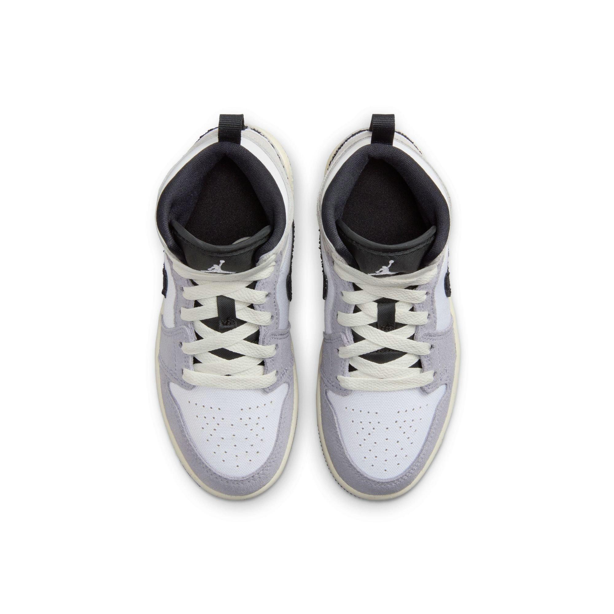Jordan 1 Mid SE "Cement Grey/Black/White/Tech Grey" Preschool Boys' Shoe - GREY/BLACK/WHITE Thumbnail View 6