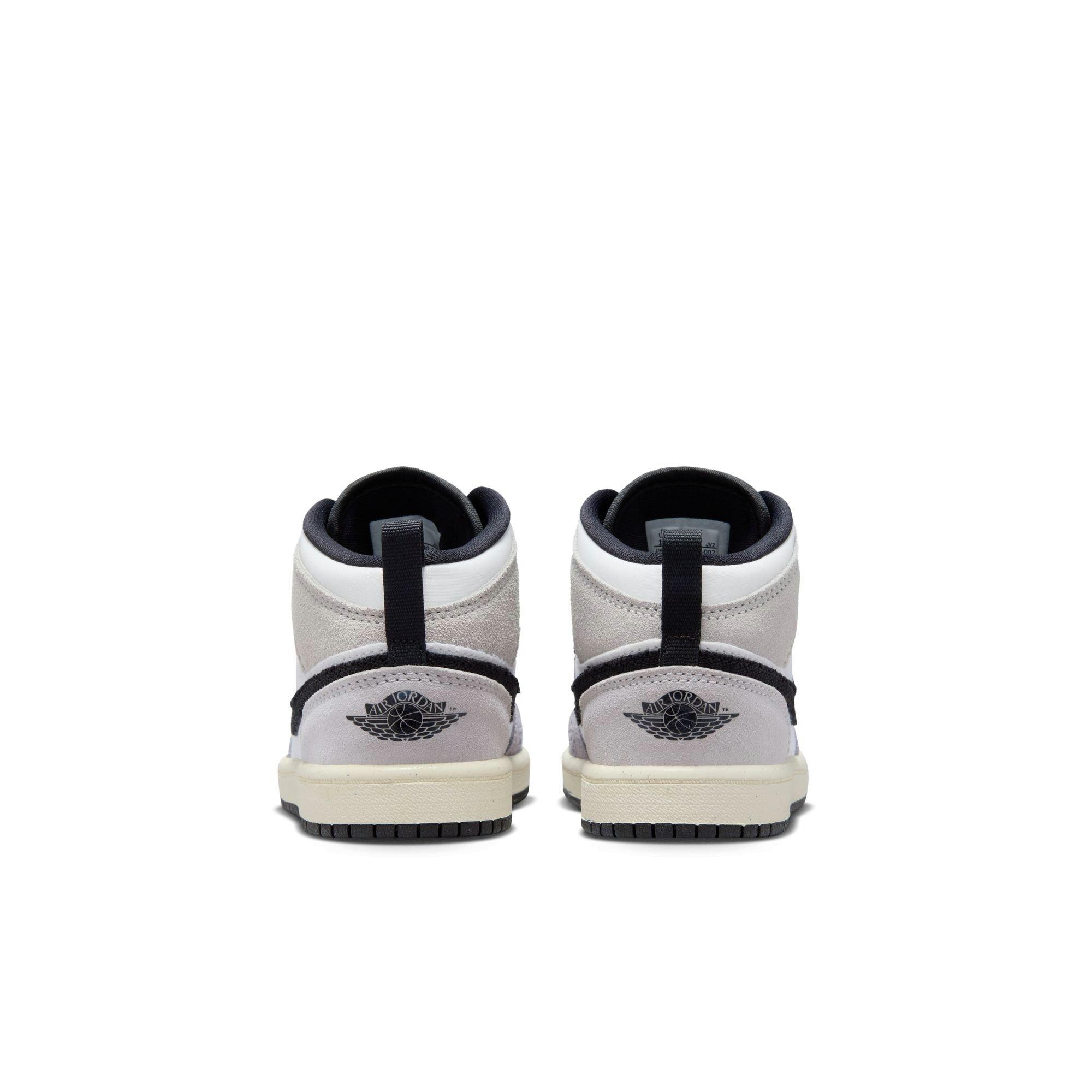 Jordan 1 Mid SE "Cement Grey/Black/White/Tech Grey" Preschool Boys' Shoe - GREY/BLACK/WHITE Thumbnail View 7