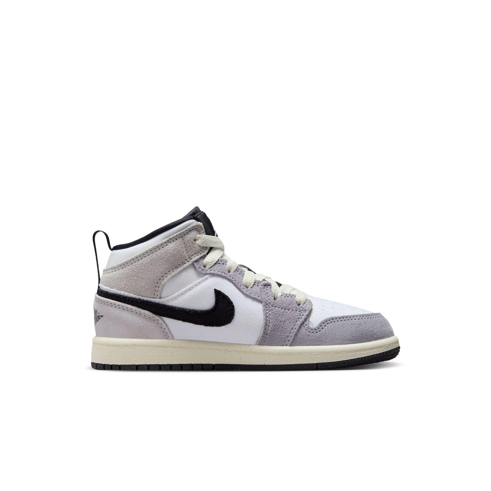 Jordan 1 Mid SE "Cement Grey/Black/White/Tech Grey" Preschool Boys' Shoe - GREY/BLACK/WHITE Thumbnail View 2