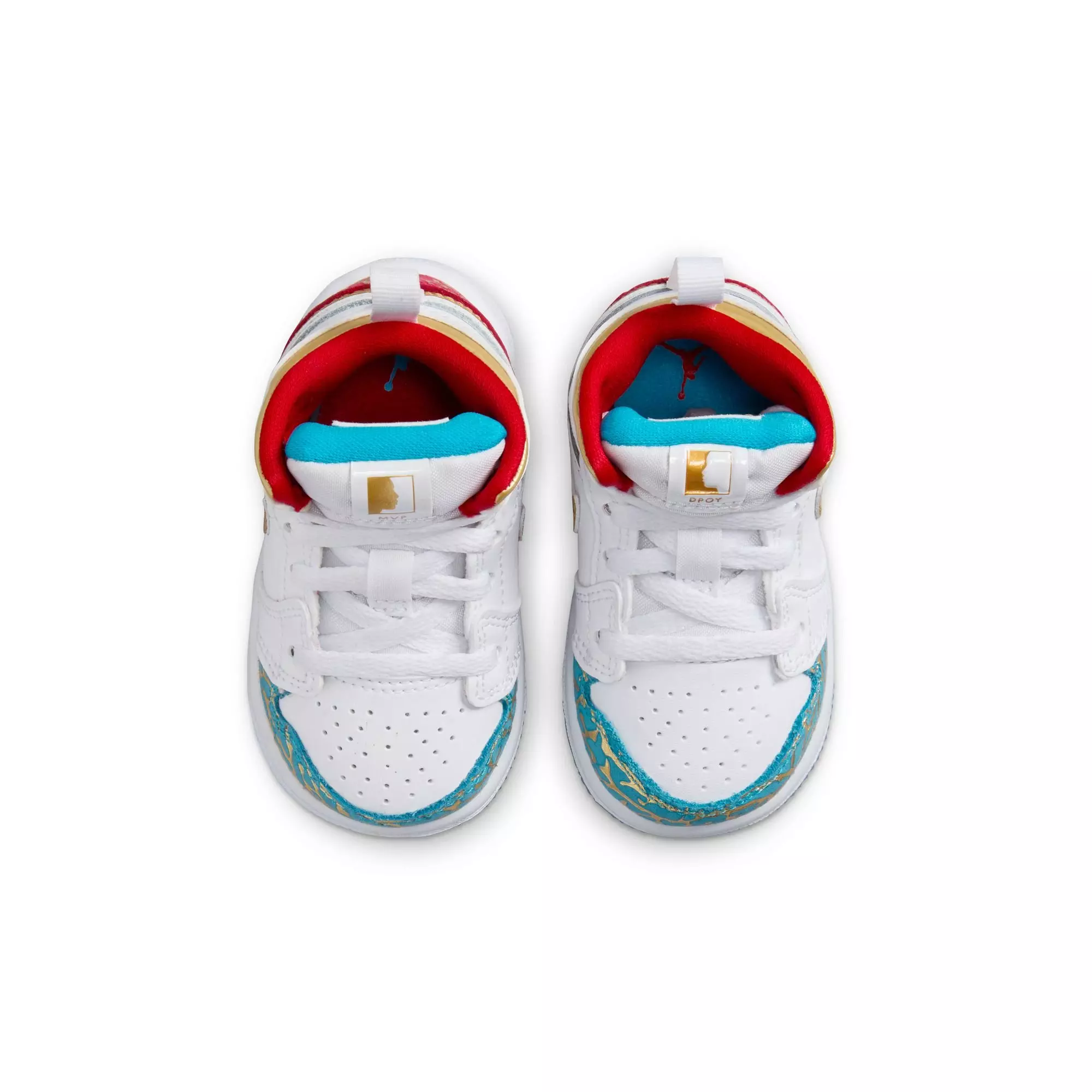 Jordan 1 Mid SS "Sneaker School" Toddler Kids' Shoe - WHITE/METALLIC GOLD/UNIVERSITY RED