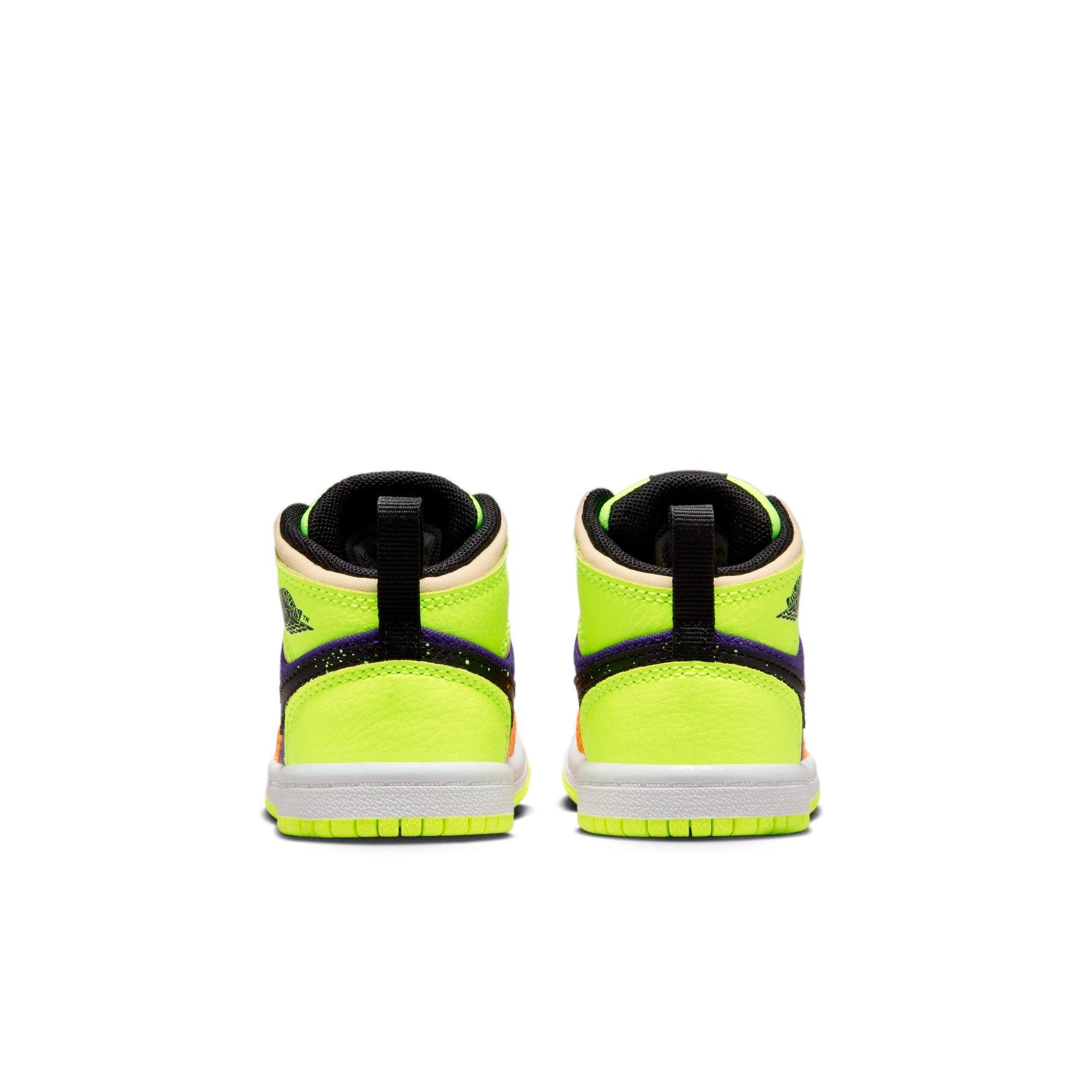 Jordan 1 Mid SE "Volt/Black/Vivid Orange" Toddler Kids' Shoe - VOLT/BLACK/VIVID ORANGE Thumbnail View 7