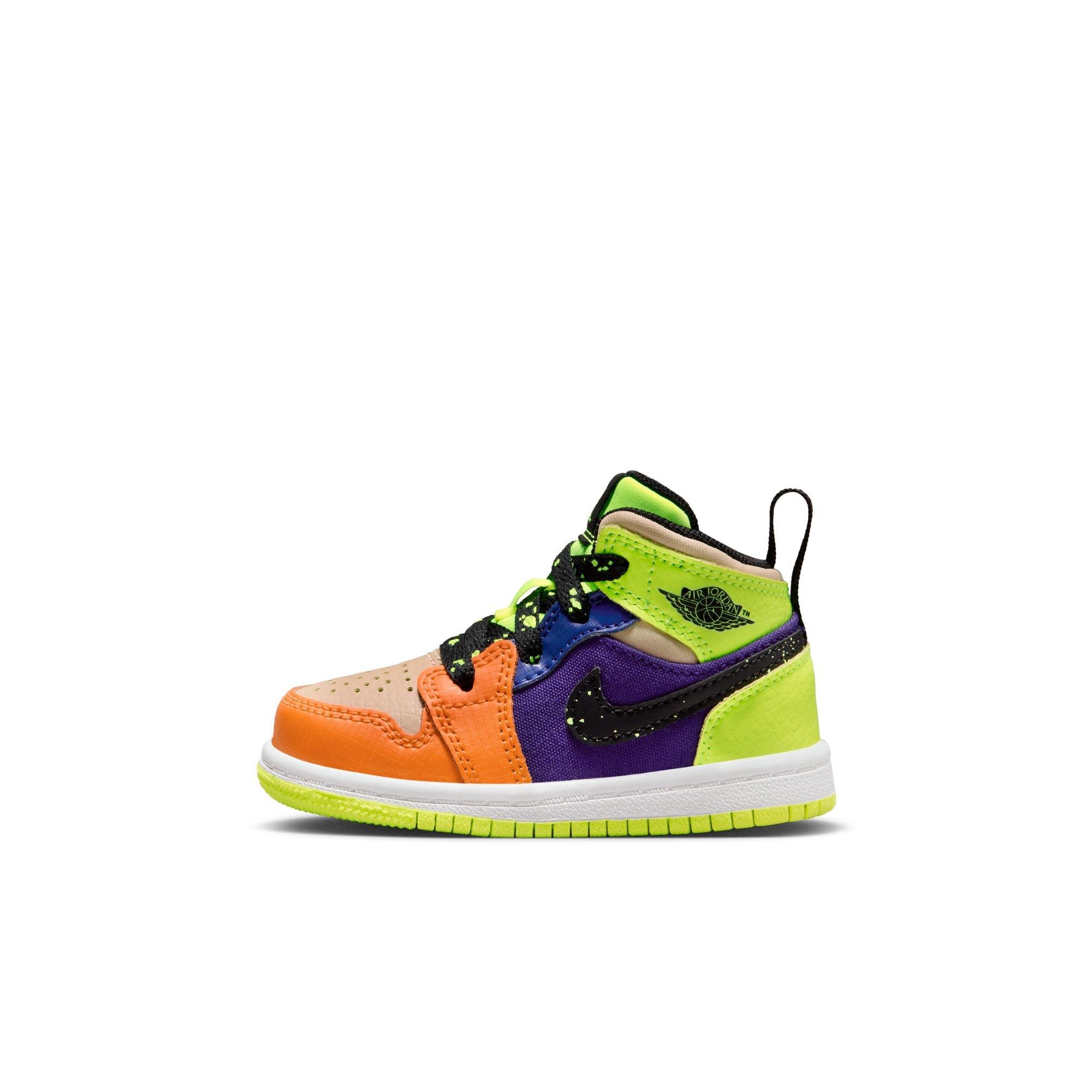 Jordan 1 Mid SE "Volt/Black/Vivid Orange" Toddler Kids' Shoe - VOLT/BLACK/VIVID ORANGE Thumbnail View 5