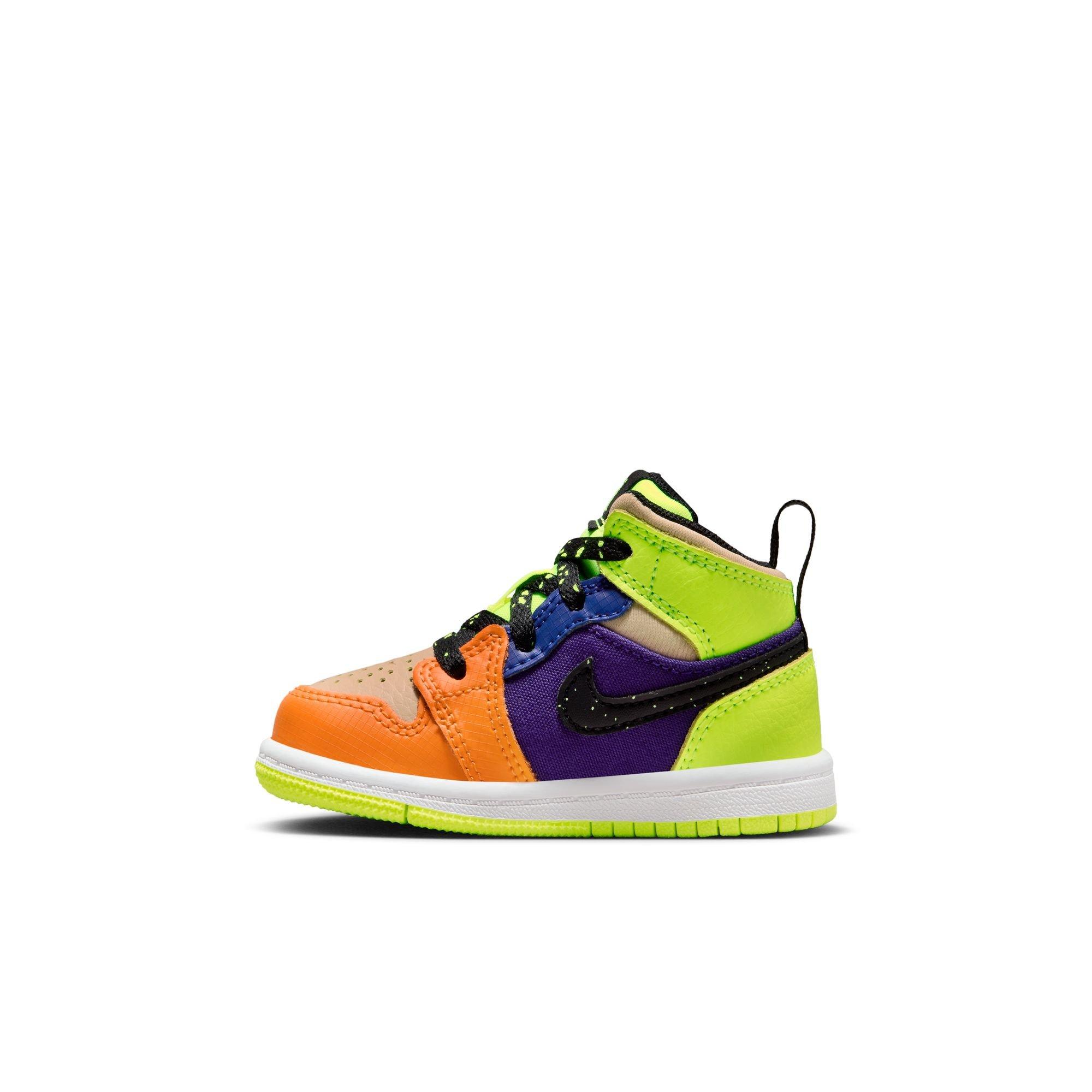 Jordan 1 Mid SE "Volt/Black/Vivid Orange" Toddler Kids' Shoe - VOLT/BLACK/VIVID ORANGE Thumbnail View 6