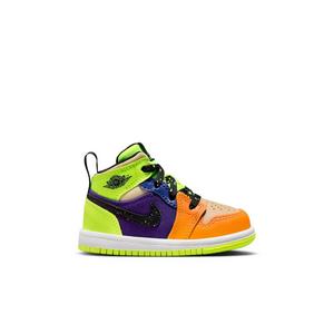 Jordan 1 Mid SE "Volt/Black/Vivid Orange" Toddler Kids' Shoe