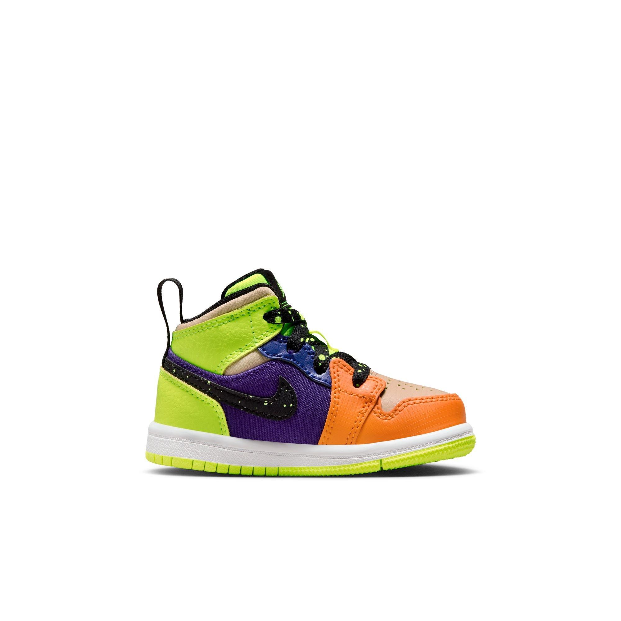 Jordan 1 Mid SE "Volt/Black/Vivid Orange" Toddler Kids' Shoe - VOLT/BLACK/VIVID ORANGE Thumbnail View 2
