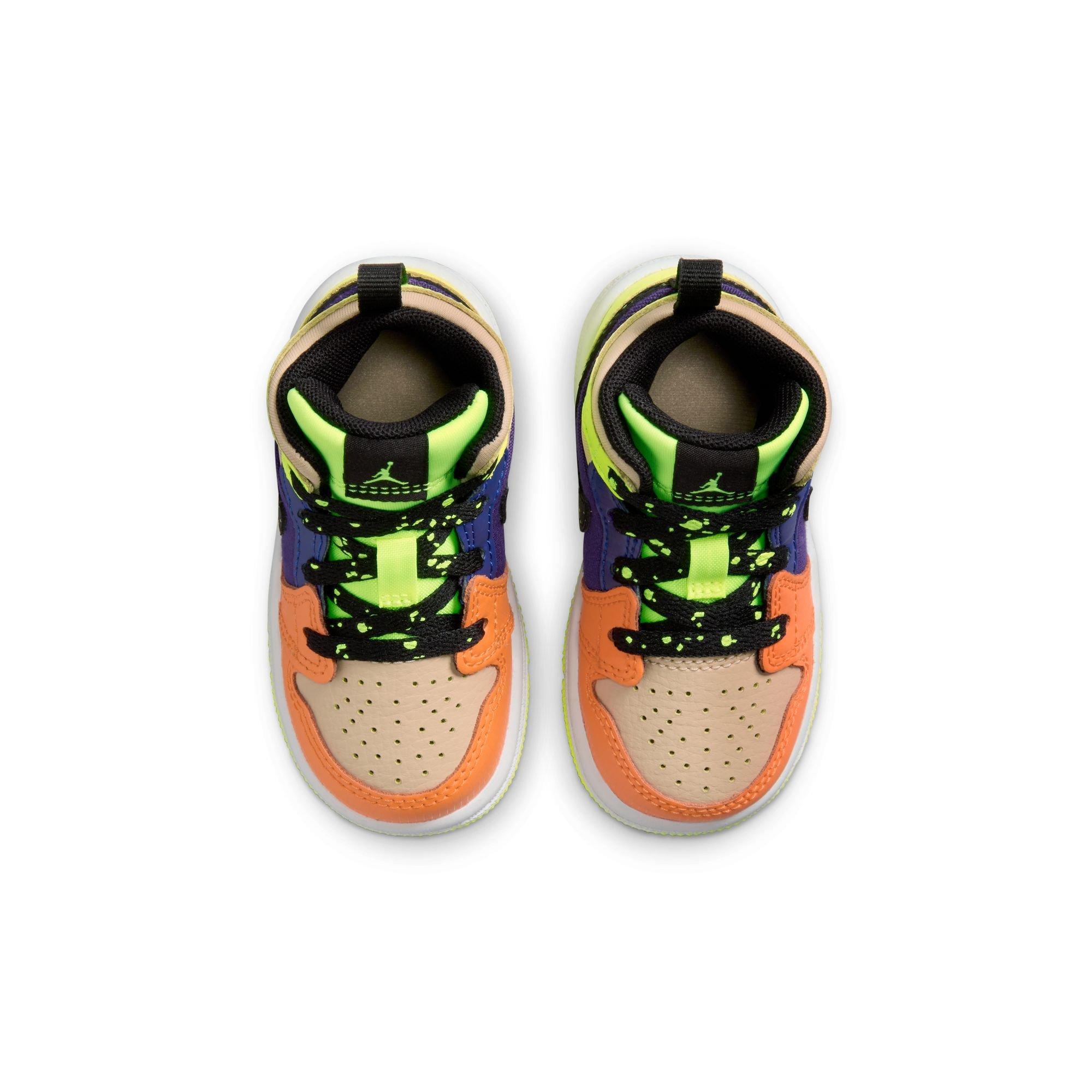 Jordan 1 Mid SE "Volt/Black/Vivid Orange" Toddler Kids' Shoe - VOLT/BLACK/VIVID ORANGE Thumbnail View 8