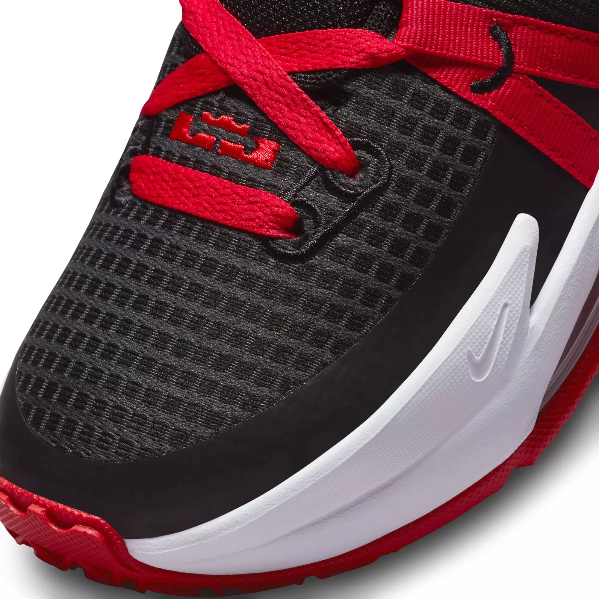 Nike LeBron Witness 7 "Black/White/University Red" Grade School Boys' Basketball Shoe - BLACK/RED