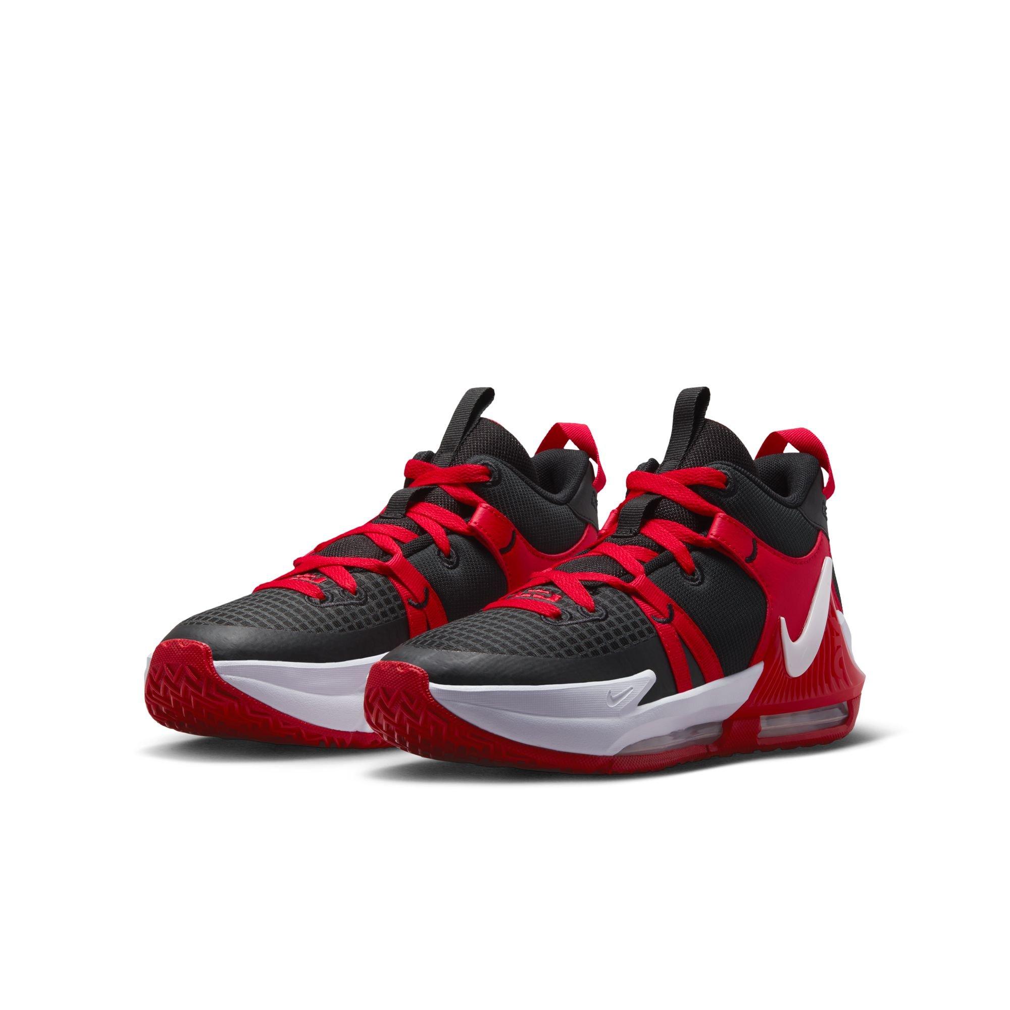 Nike LeBron Witness 7 "Black/White/University Red" Grade School Boys' Basketball Shoe - BLACK/RED Thumbnail View 7