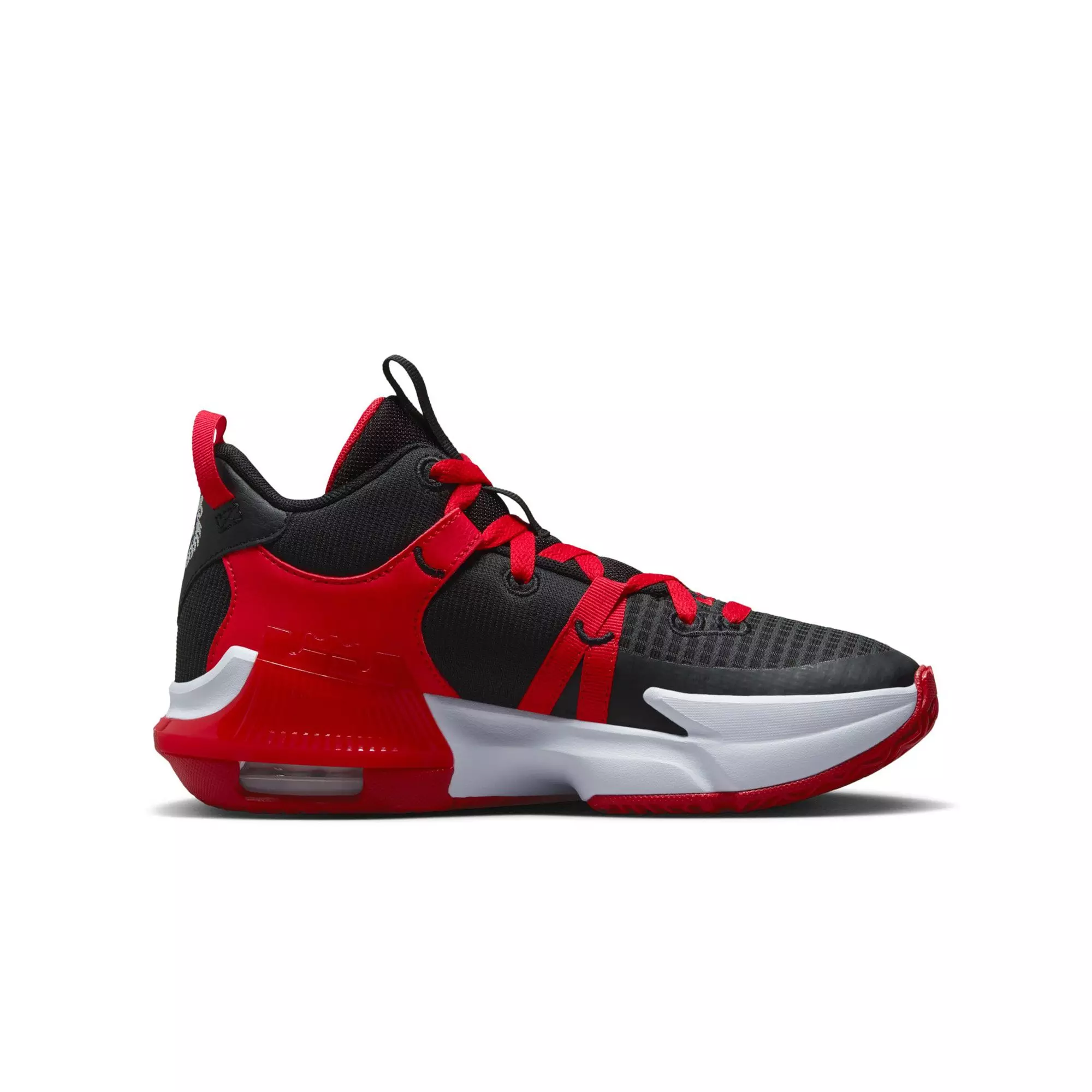 Nike LeBron Witness 7 "Black/White/University Red" Grade School Boys' Basketball Shoe - BLACK/RED