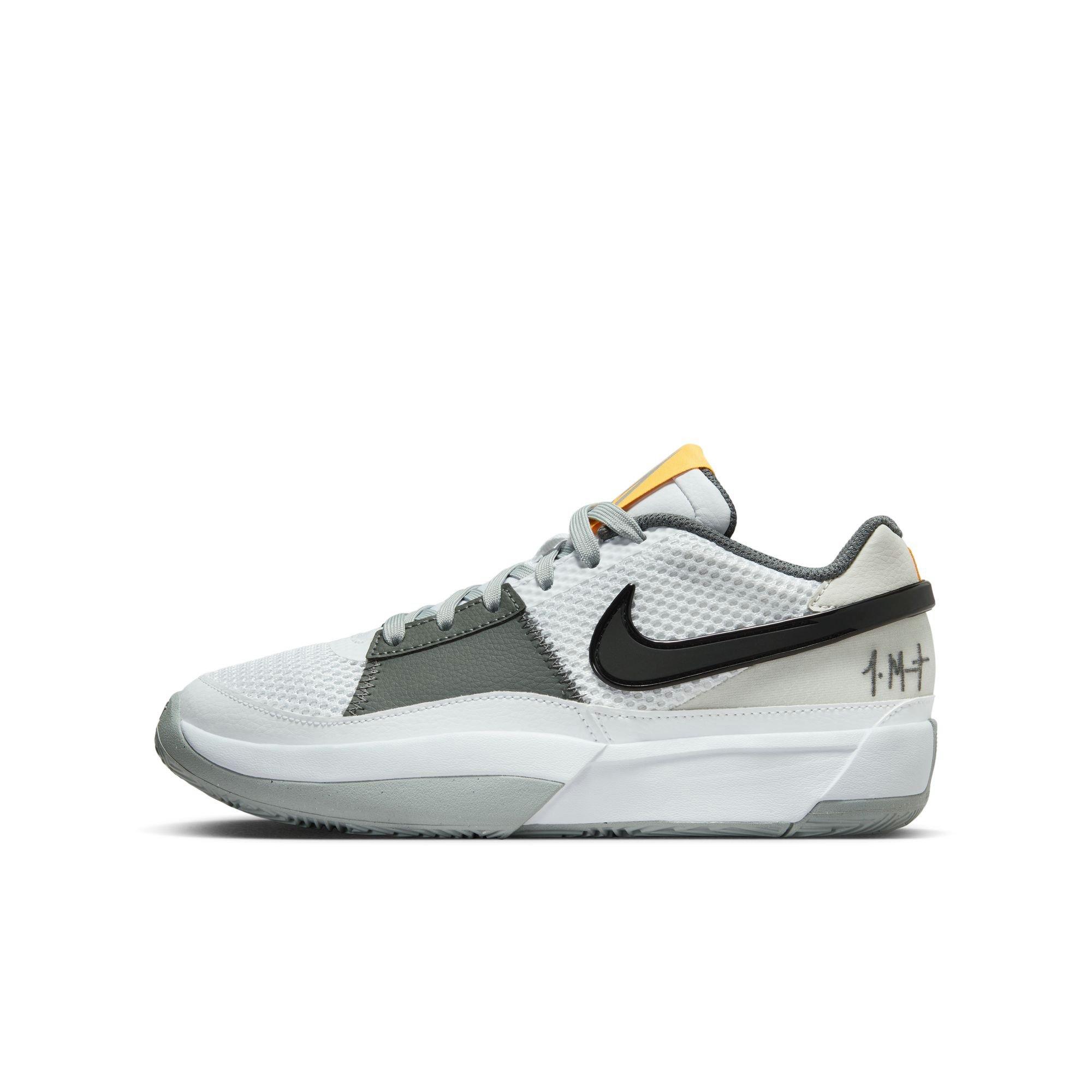 Nike Ja 1 "Light Smoke Grey" Grade School Kids' Basketball Shoe - WHITE/SMOKE GREY/BLACK Thumbnail View 8