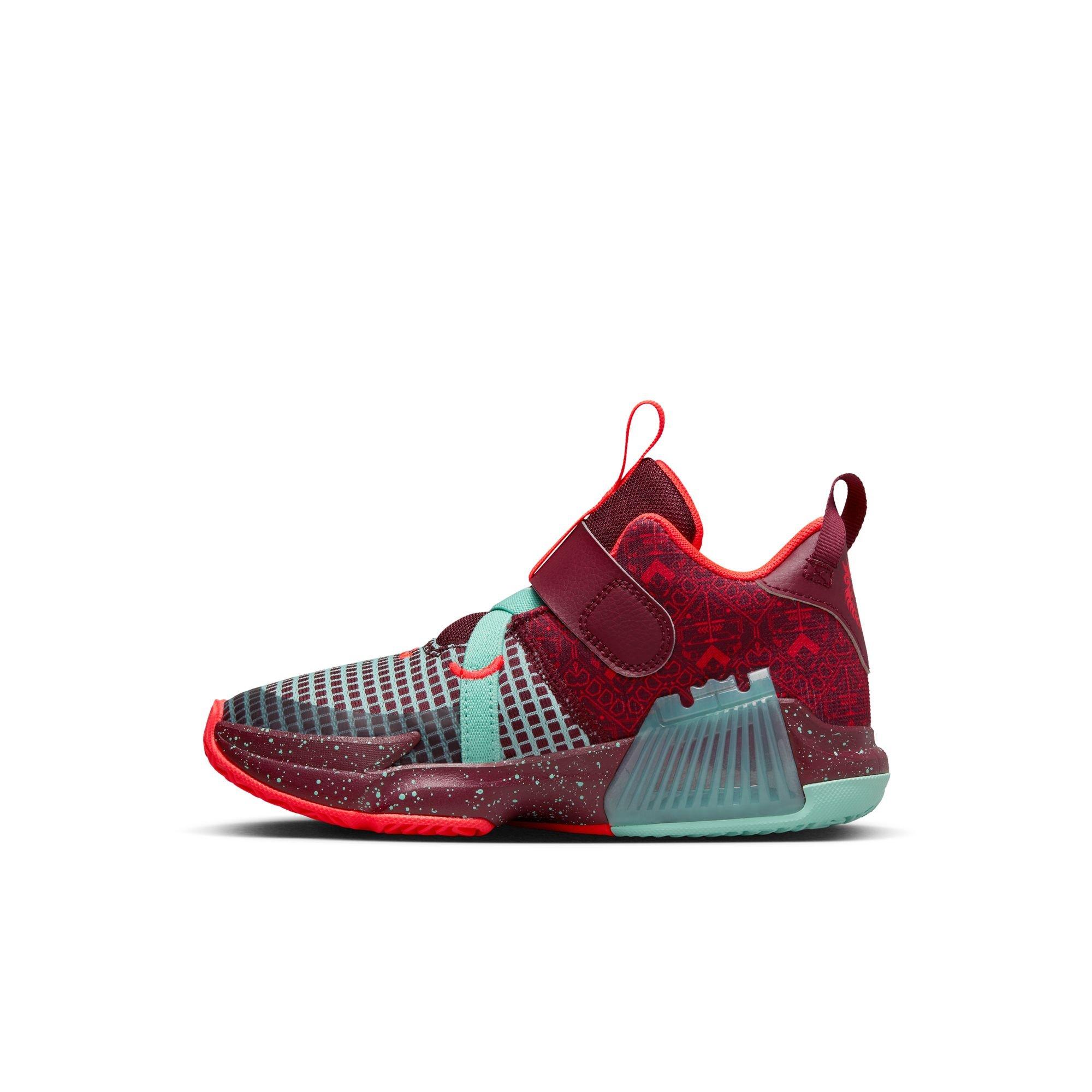 Nike LeBron Witness 7 SE "Night Maroon/Bright Crimson/Emerald Rise" Preschool Boys' Shoe - RED/BLACK Thumbnail View 4