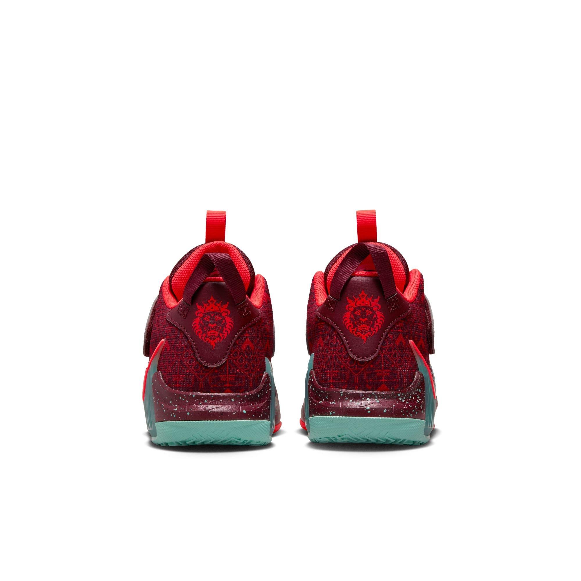 Nike LeBron Witness 7 SE "Night Maroon/Bright Crimson/Emerald Rise" Preschool Boys' Shoe - RED/BLACK Thumbnail View 5
