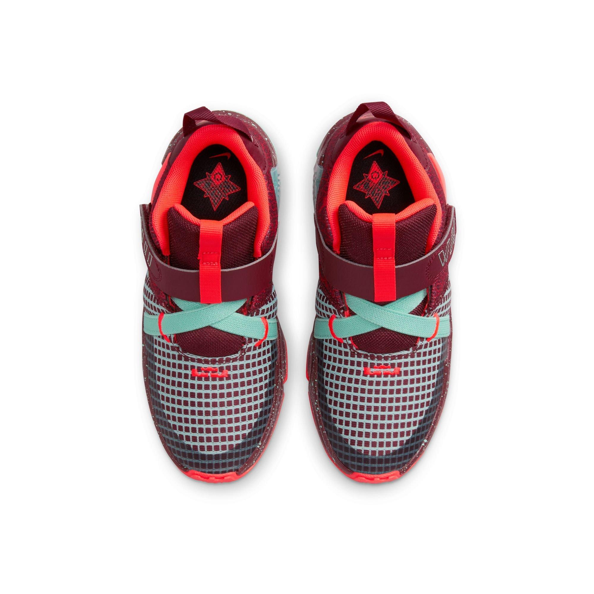 Nike LeBron Witness 7 SE "Night Maroon/Bright Crimson/Emerald Rise" Preschool Boys' Shoe - RED/BLACK Thumbnail View 7