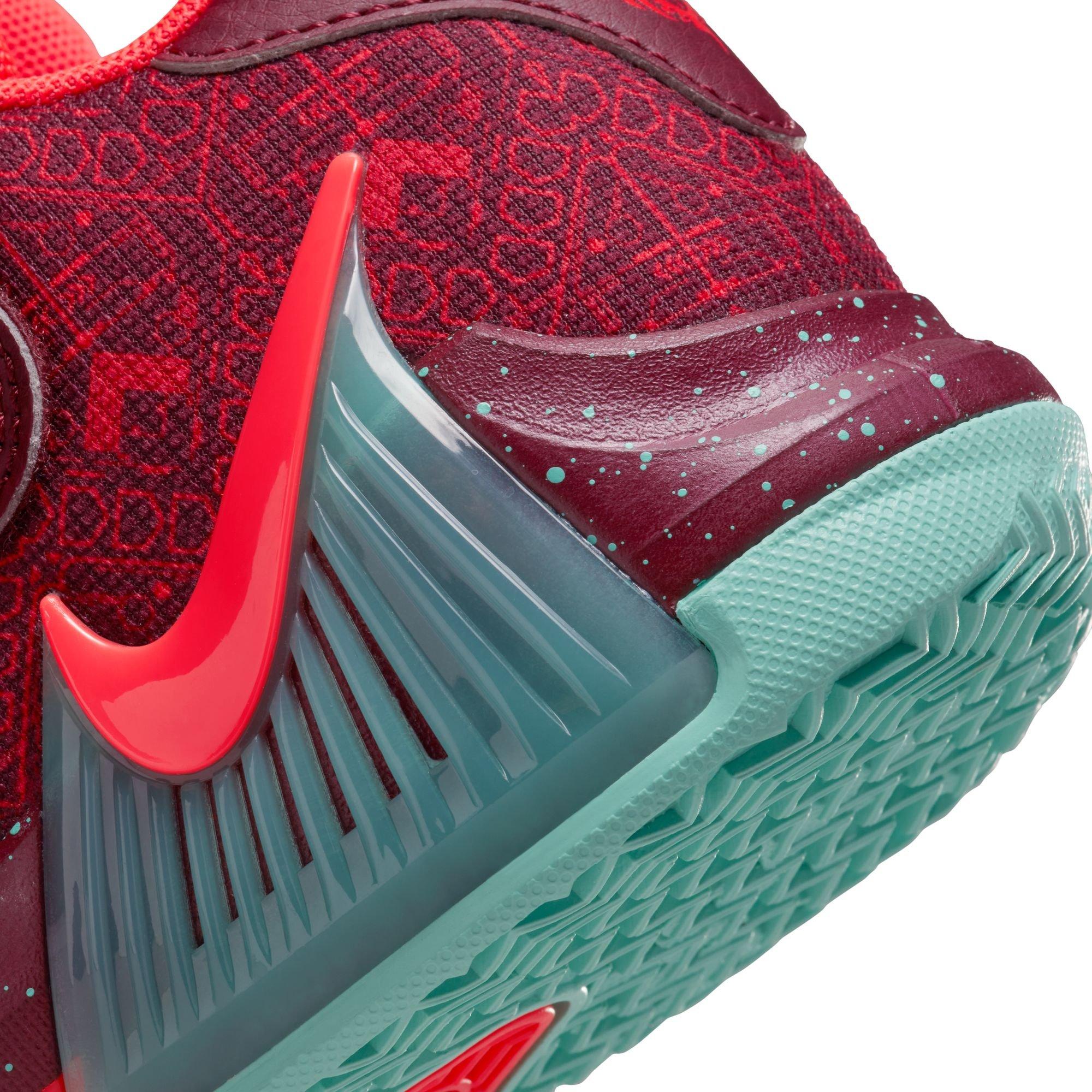 Nike LeBron Witness 7 SE "Night Maroon/Bright Crimson/Emerald Rise" Preschool Boys' Shoe - RED/BLACK Thumbnail View 10