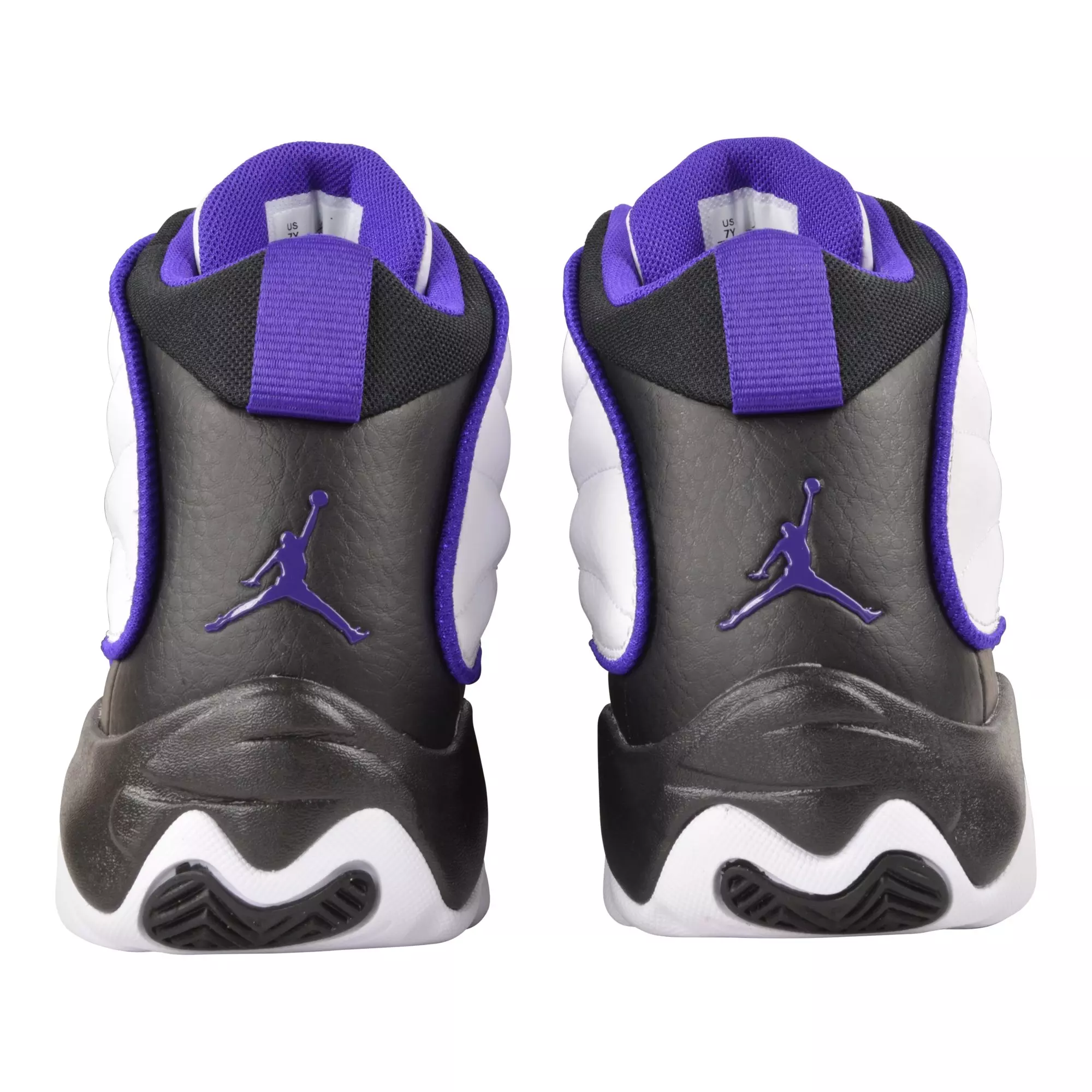 Jordan Pro Strong "White/Electro Purple/Black" Grade School Boys' Shoe - WHITE/PURPLE