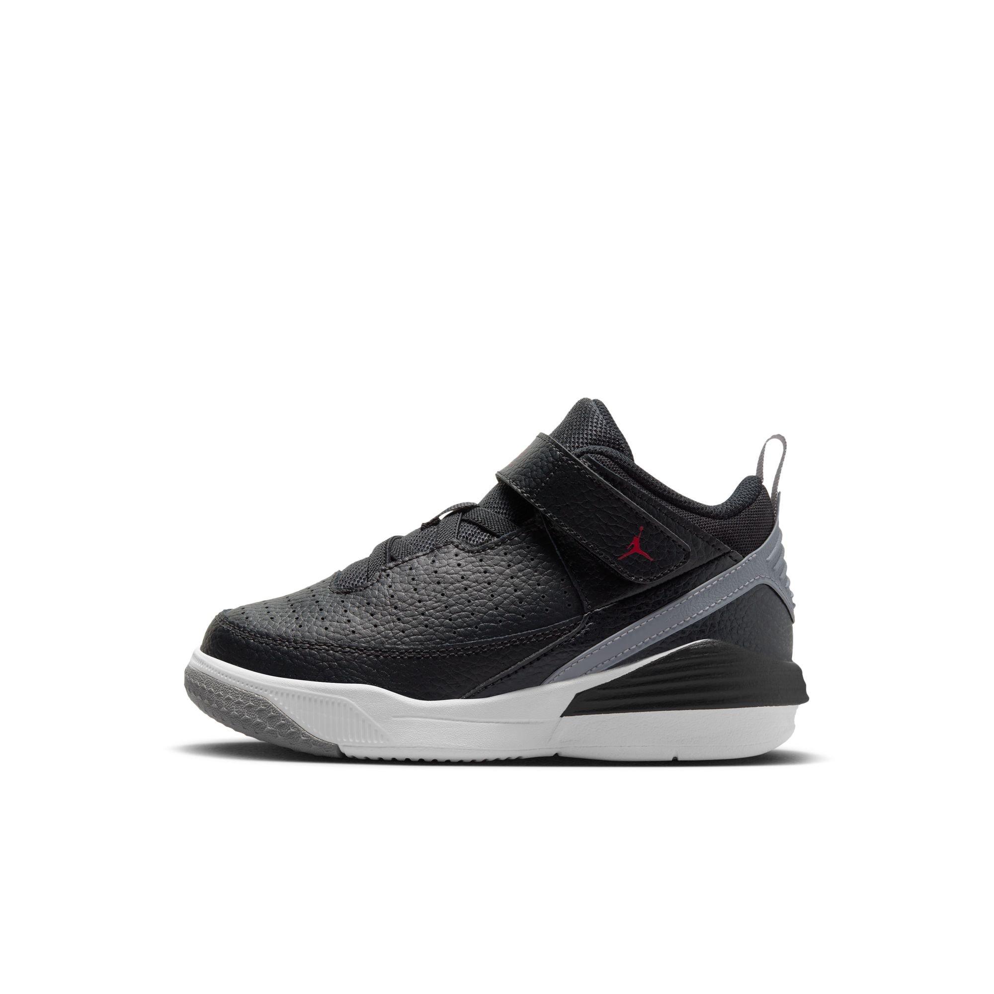 Jordan Max Aura 5 "Black/University Red/White/Cement Grey" Preschool Boys' Shoe - BLACK/GREY Thumbnail View 3