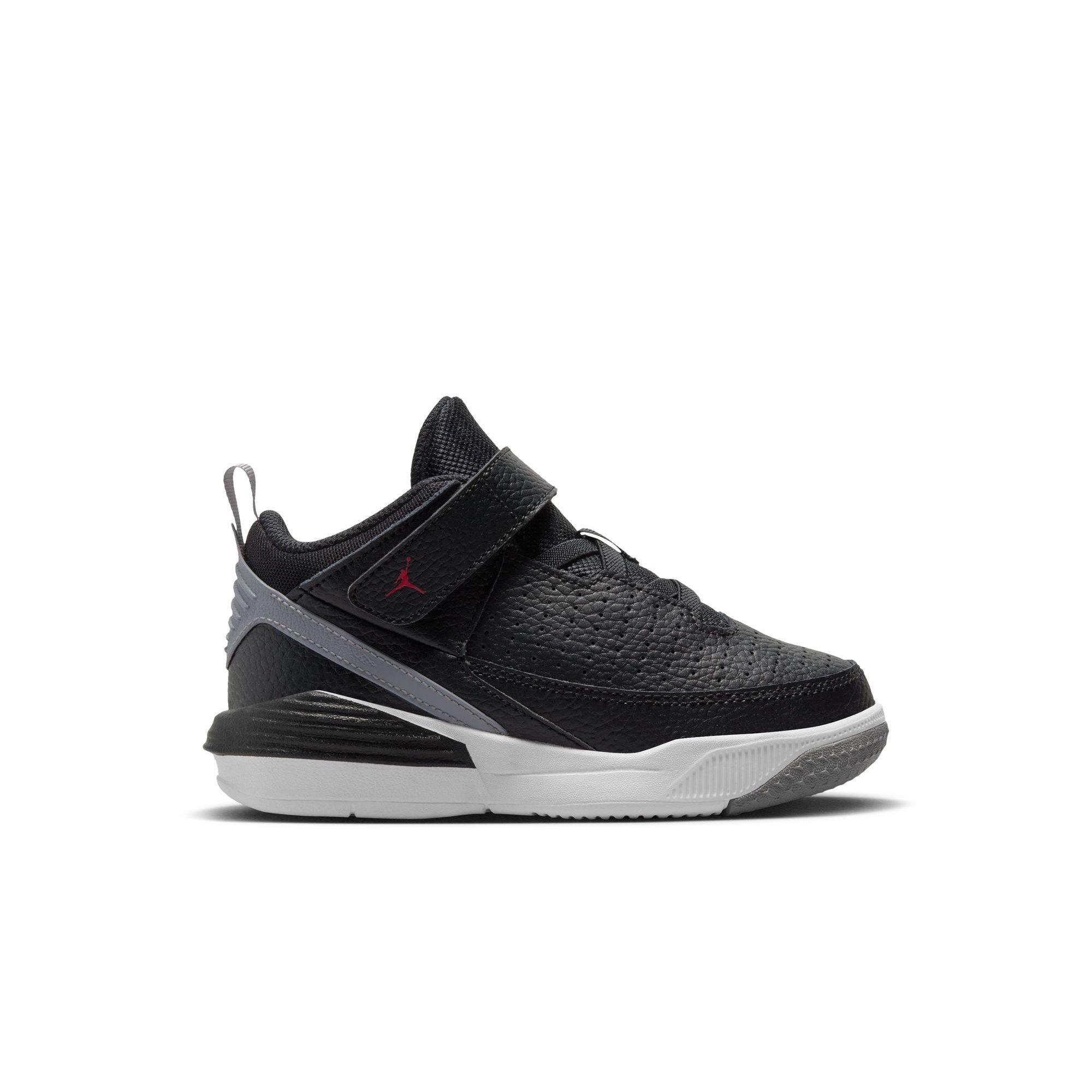 Jordan Max Aura 5 "Black/University Red/White/Cement Grey" Preschool Boys' Shoe - BLACK/GREY Thumbnail View 1