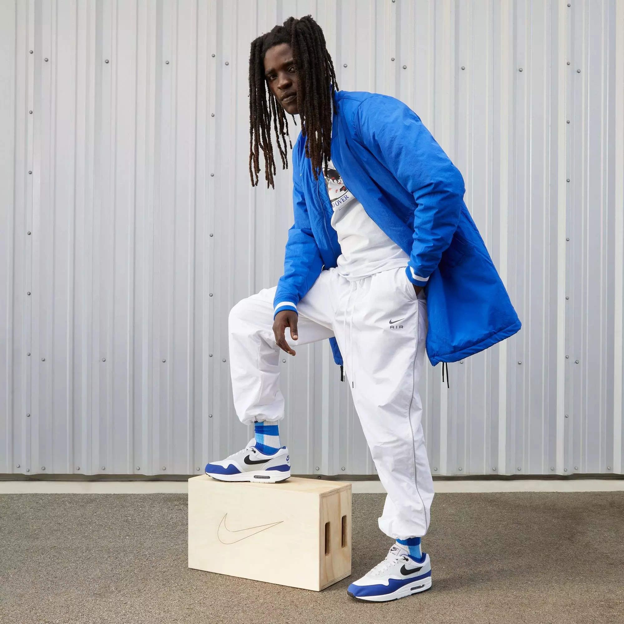 Nike Air Max 1 "Deep Royal Blue" Men's Shoe - WHITE/BLACK/DEEP ROYAL BLUE