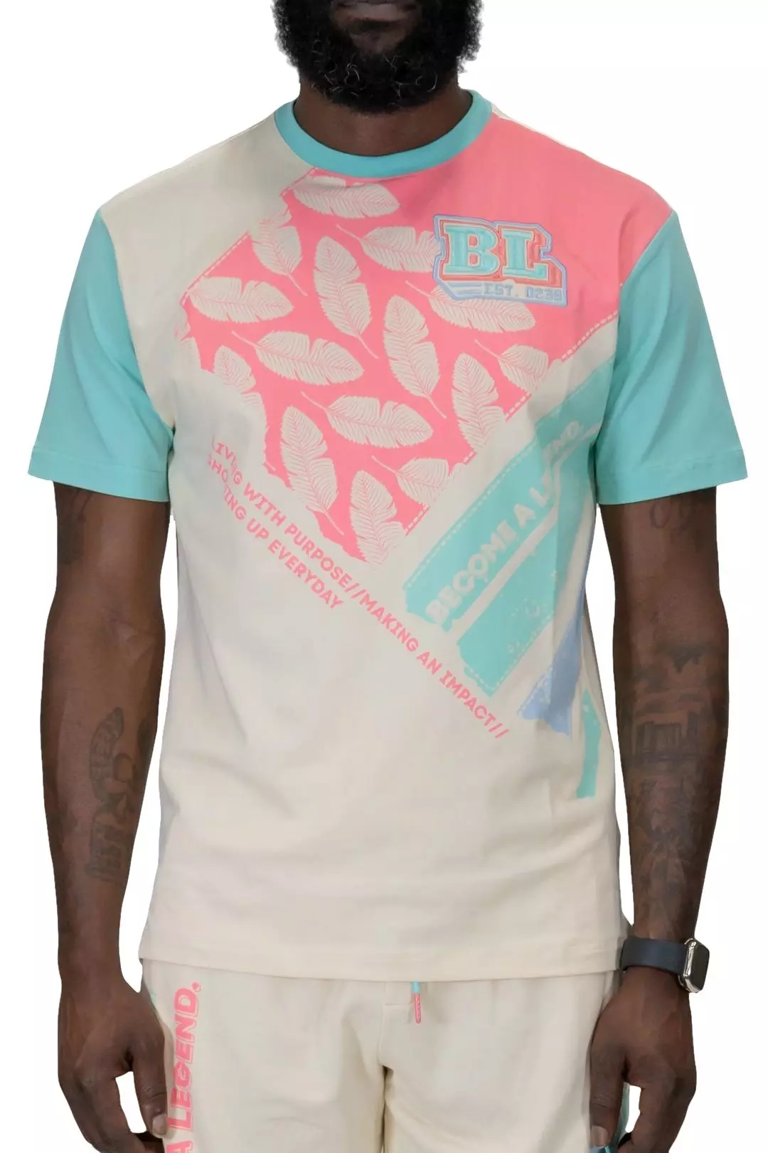 Blac Leaf Men's Brand Quality Tee - Cream - CREAM