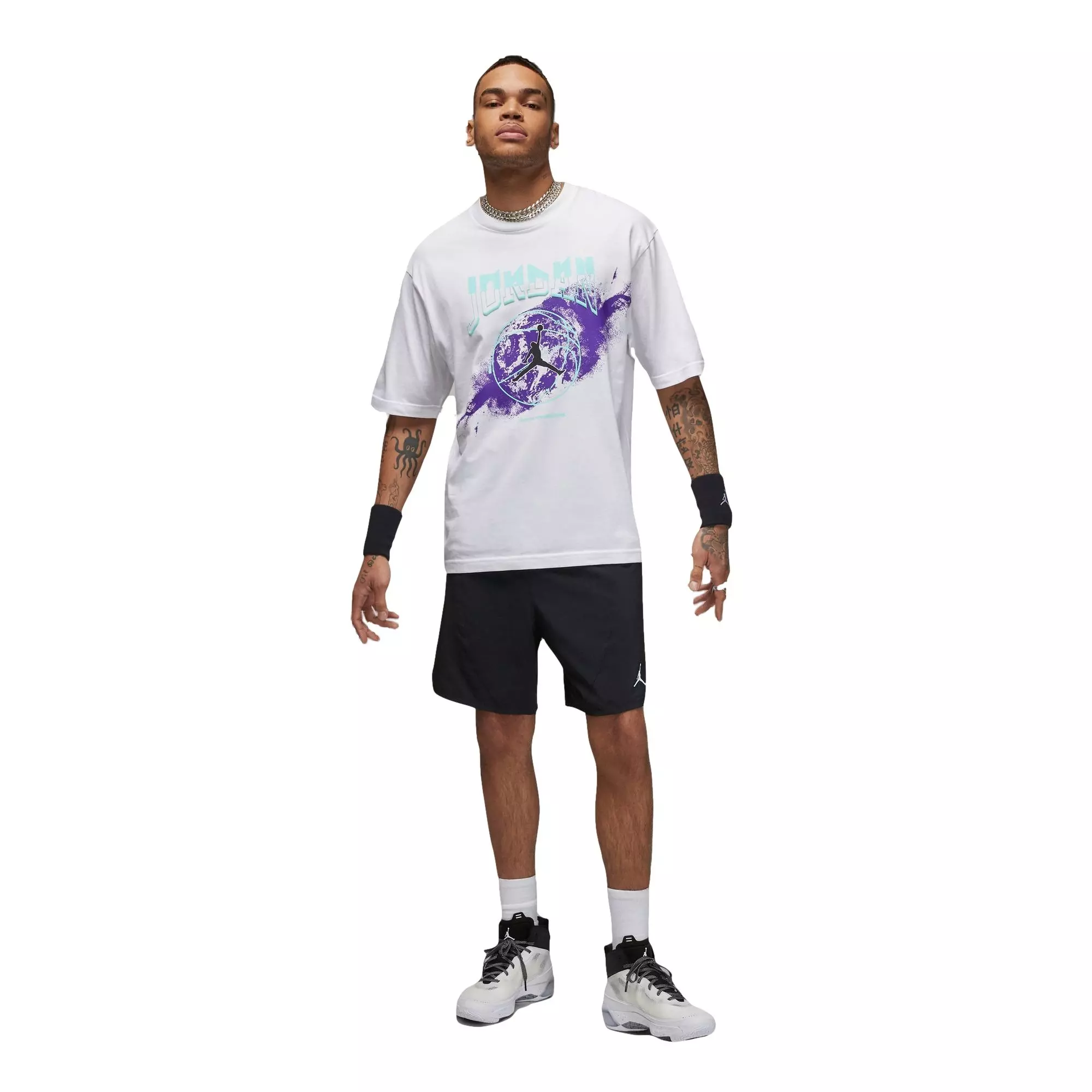 Jordan Men's Sport Graphic Tee-White/Teal - WHITE/TEAL