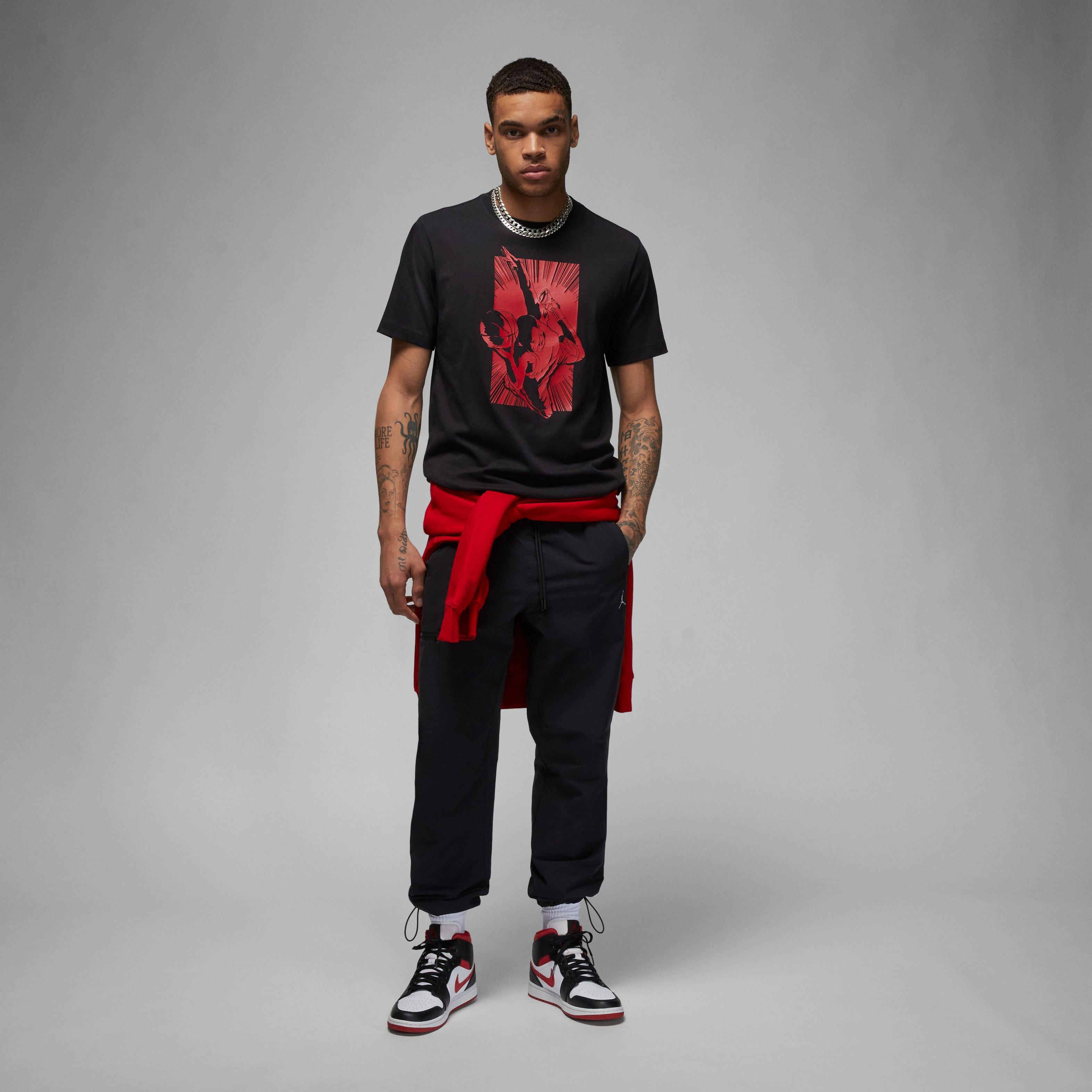 Jordan Men's Brand Graphic Crewneck Tee - Black/Red - BLACK/RED Thumbnail View 6