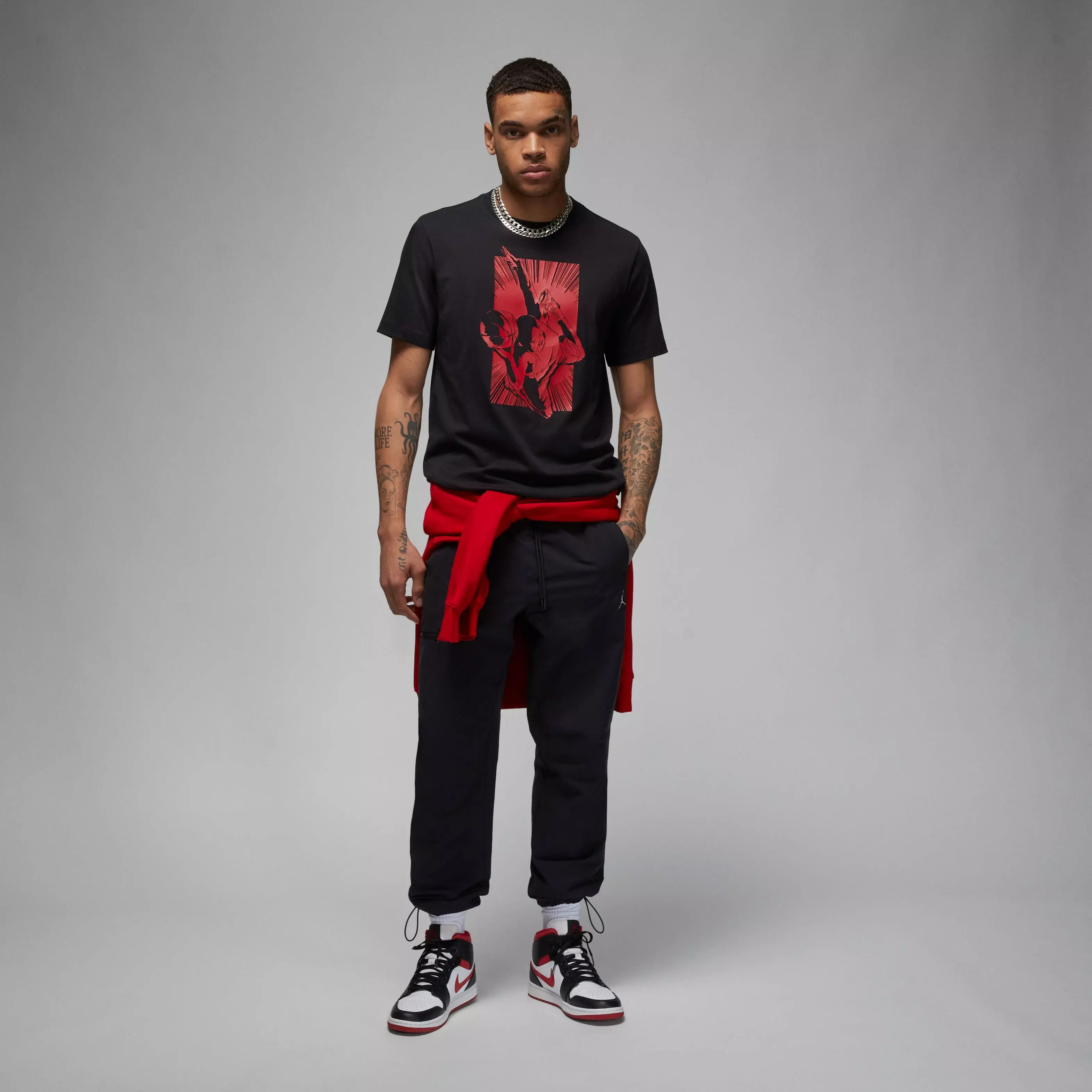 Jordan Men's Brand Graphic Crewneck Tee - Black/Red - BLACK/RED