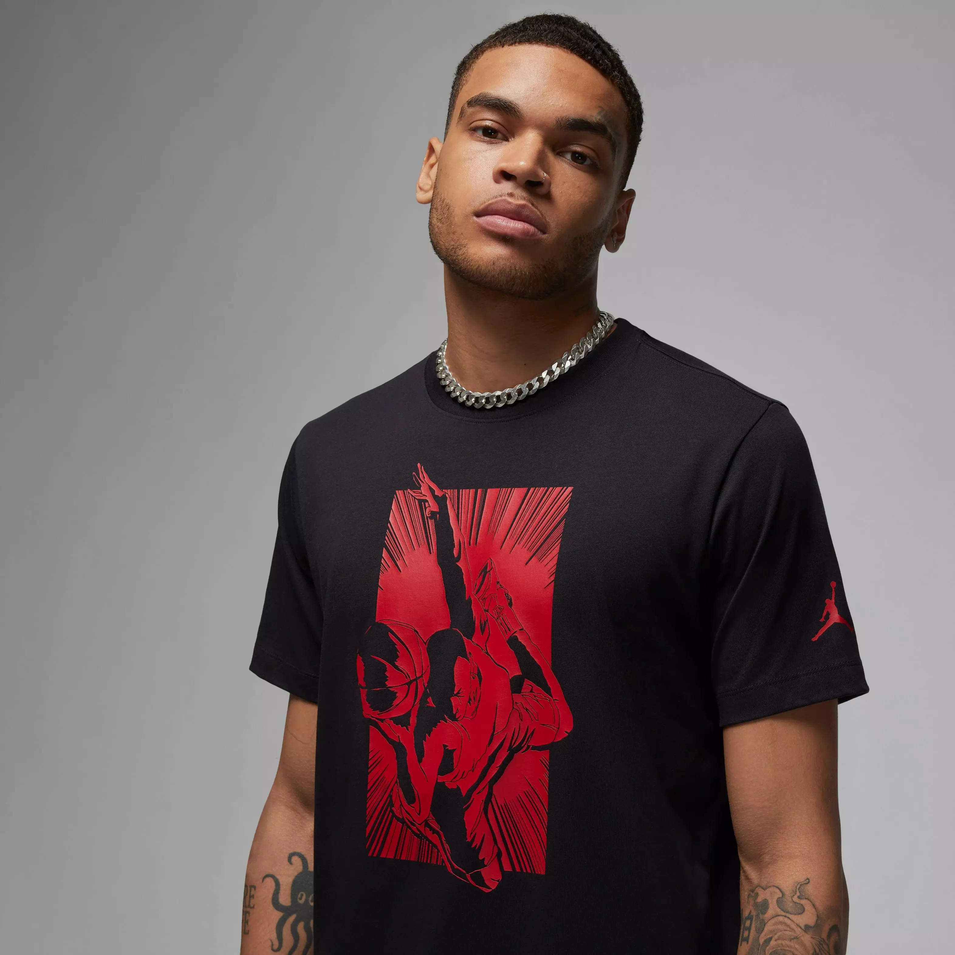 Jordan Men's Brand Graphic Crewneck Tee - Black/Red - BLACK/RED