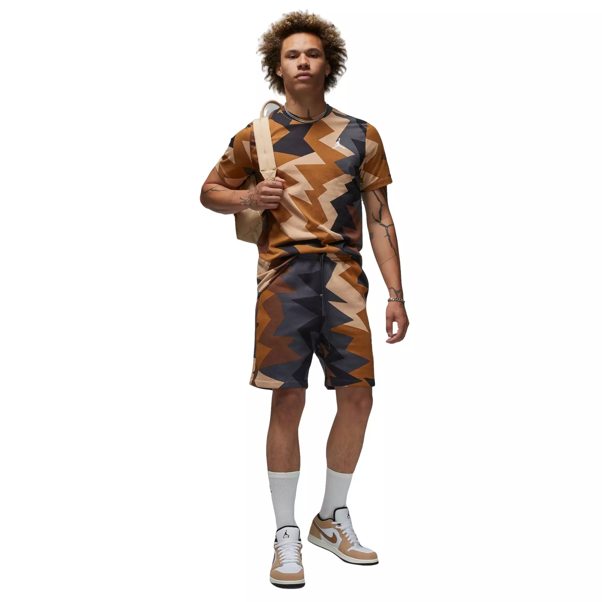 Jordan Men's MVP Flight All Over Print Shorts-Tan - TAN