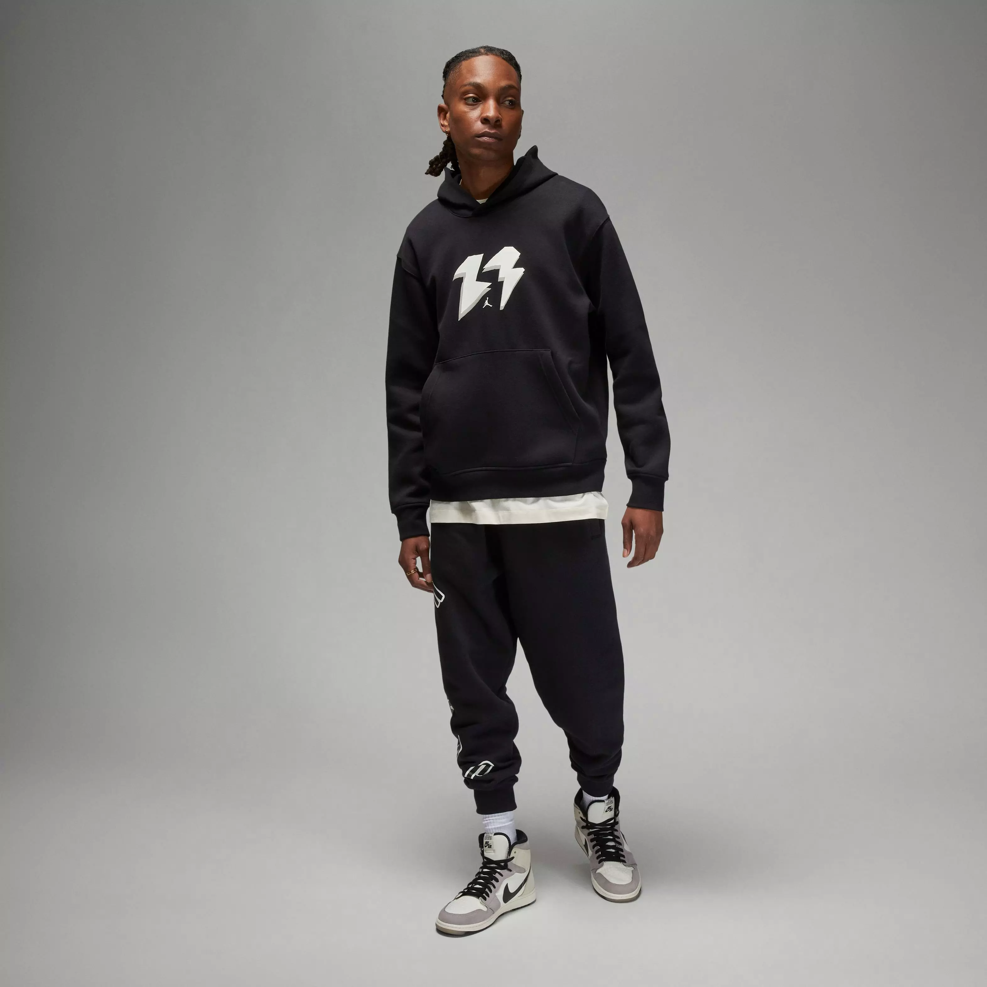 Jordan Men's Flight MVP Pullover Hoodie-Black/Tan - BLACK/TAN