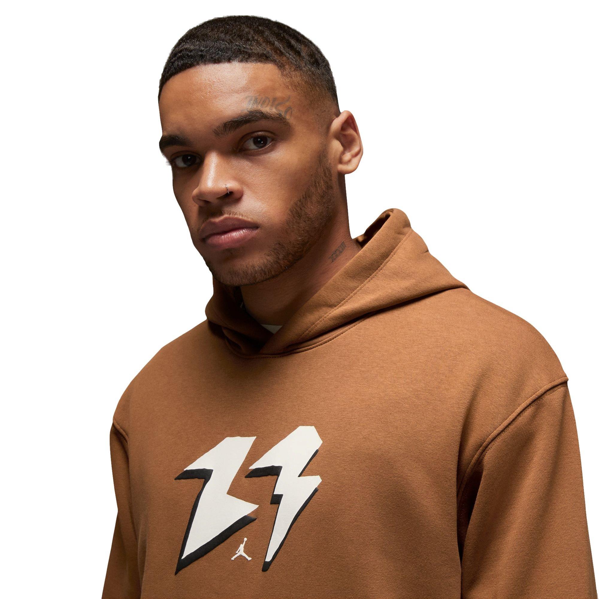 Jordan Men's Flight MVP Fleece Pullover Hoodie-Tan - TAN Thumbnail View 3