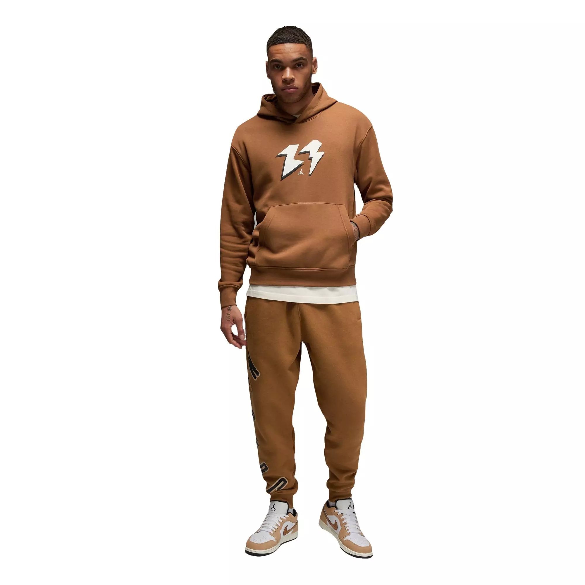 Jordan Men's Flight MVP Fleece Pullover Hoodie-Tan - TAN
