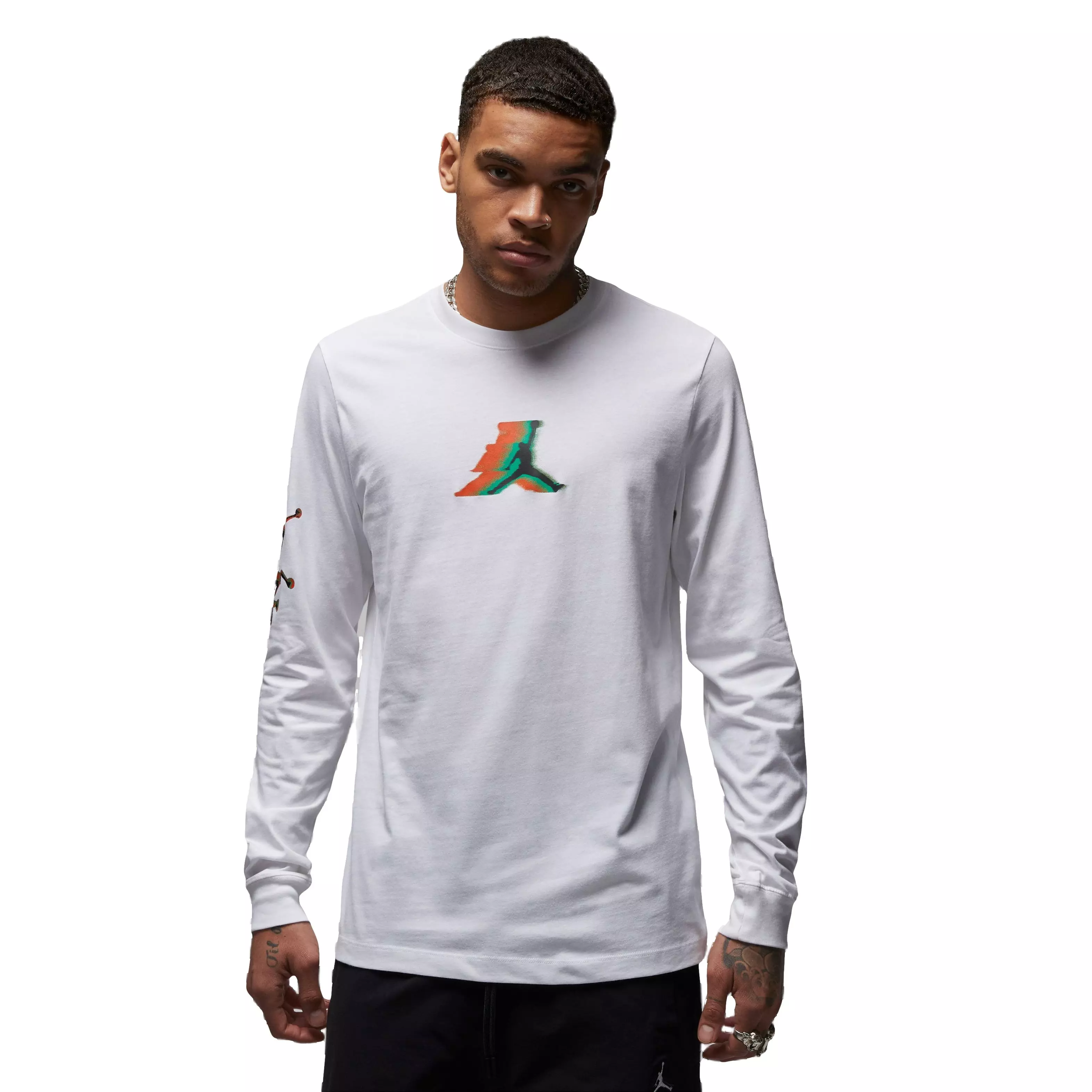 Jordan Men's Brand Long-Sleeve Crewneck Tee - WHITE/BLACK